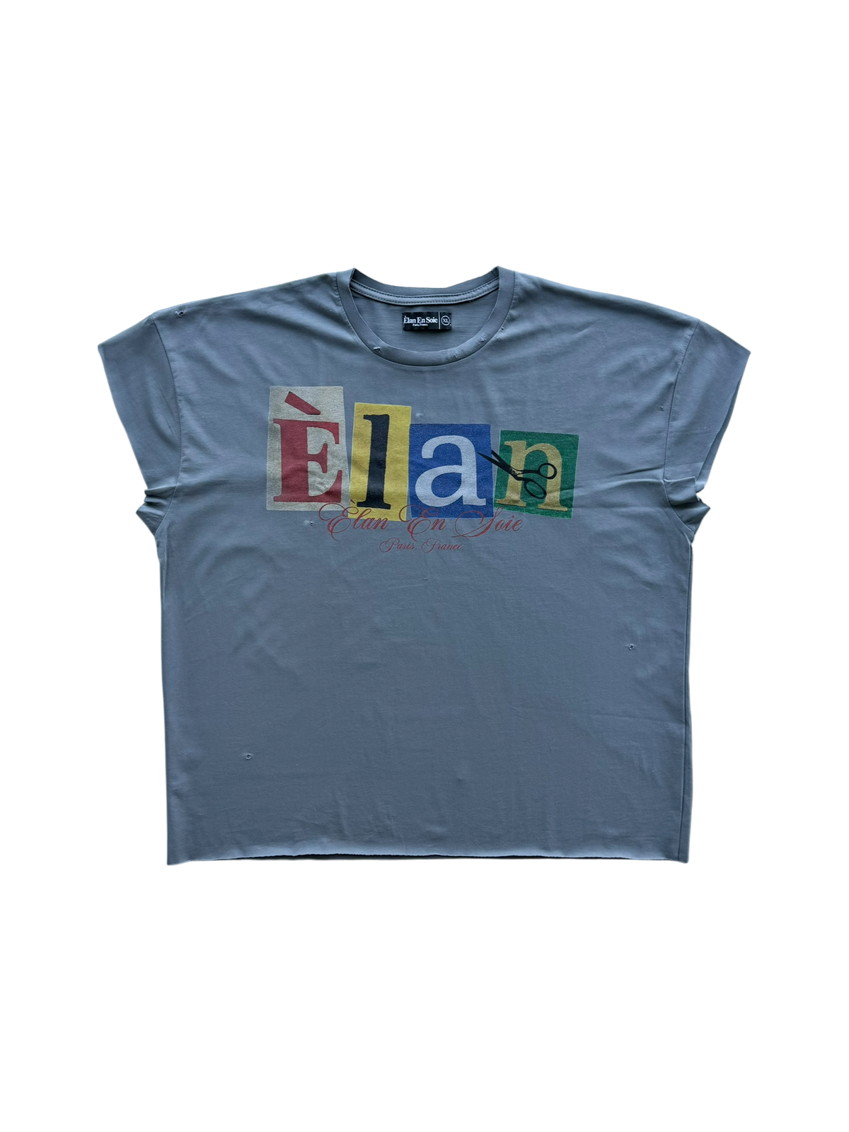 Cut Out Cut Off Distressed Tee Grey