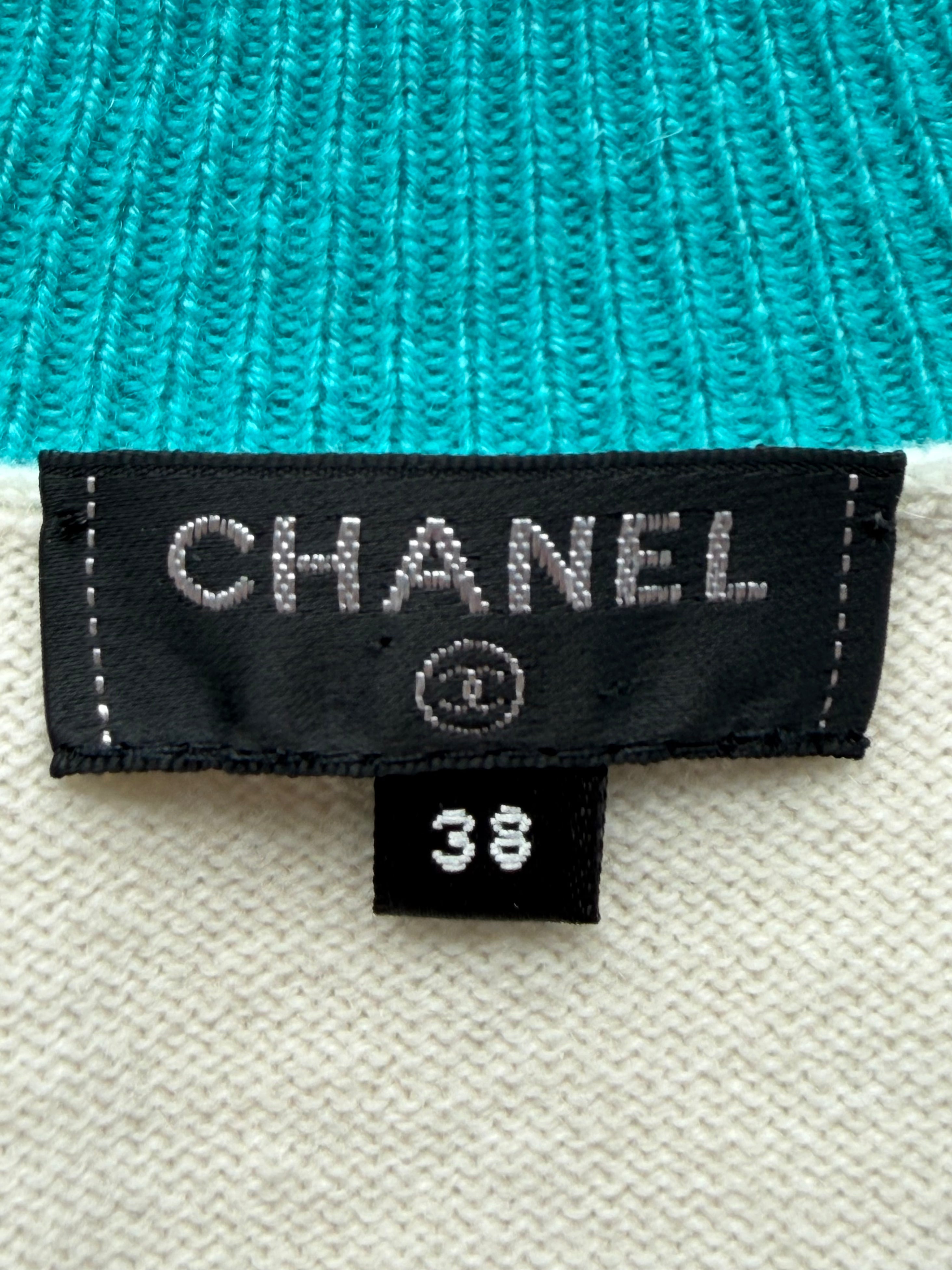 White & Turquoise La Pausa Women's Sweater