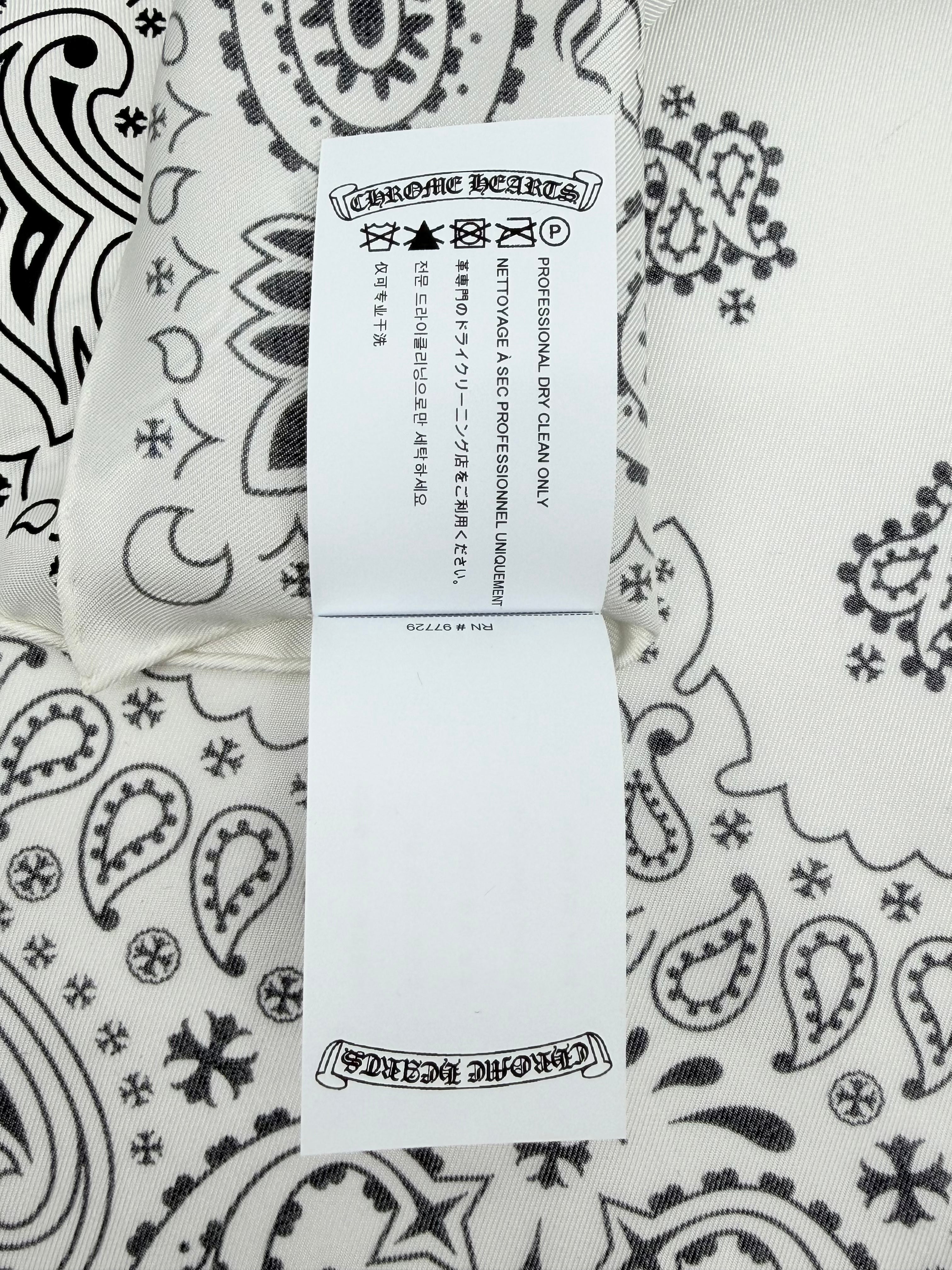 Floral Print Silk Bandana White