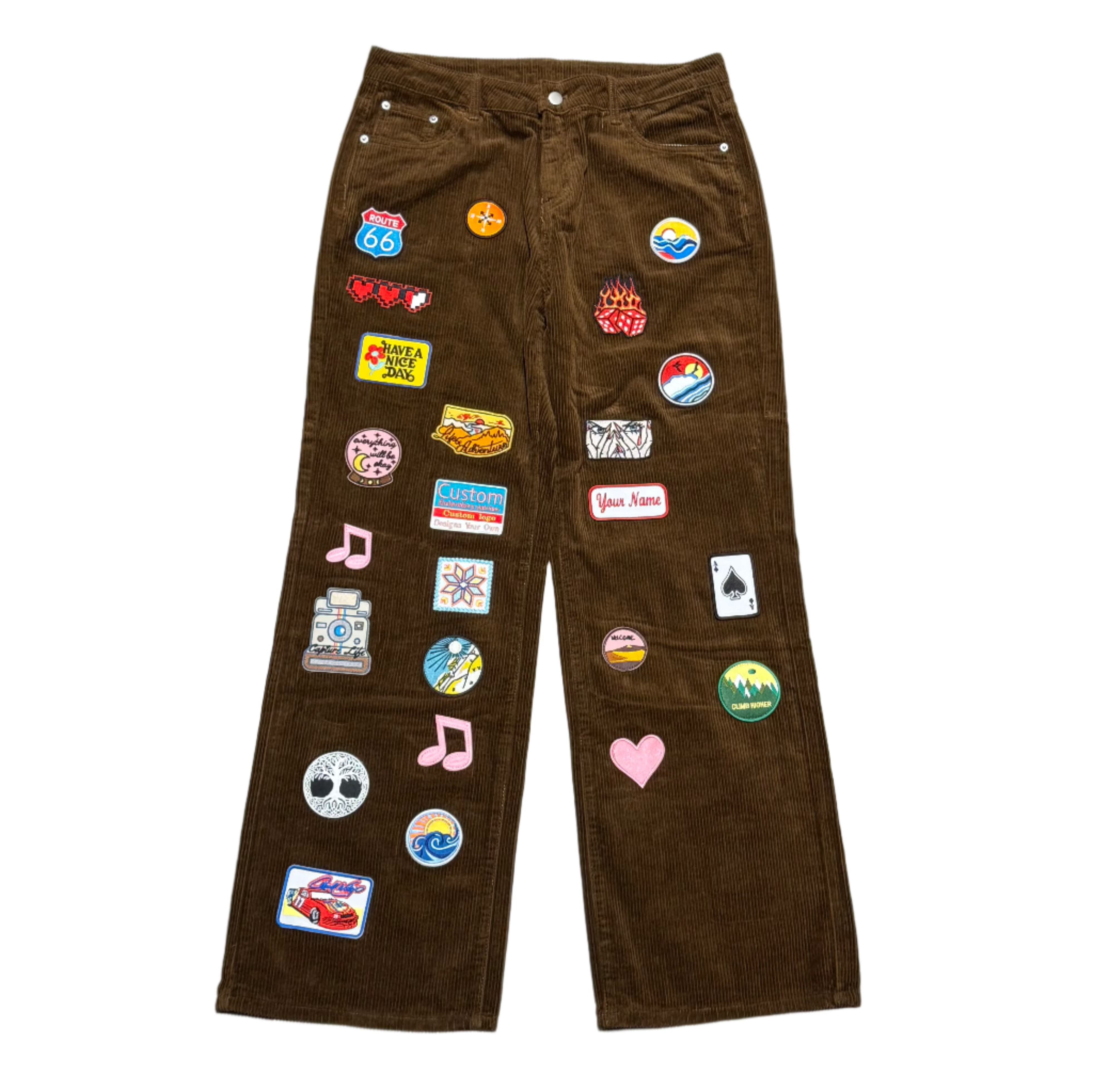 Brown Corduroy Pants With Patches