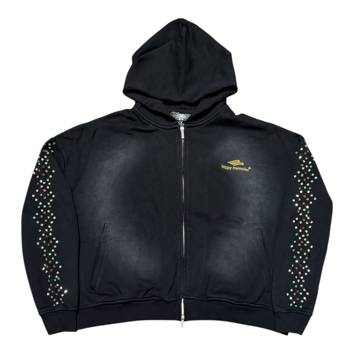 HMDD Crystal Zip Up Hoodie Black