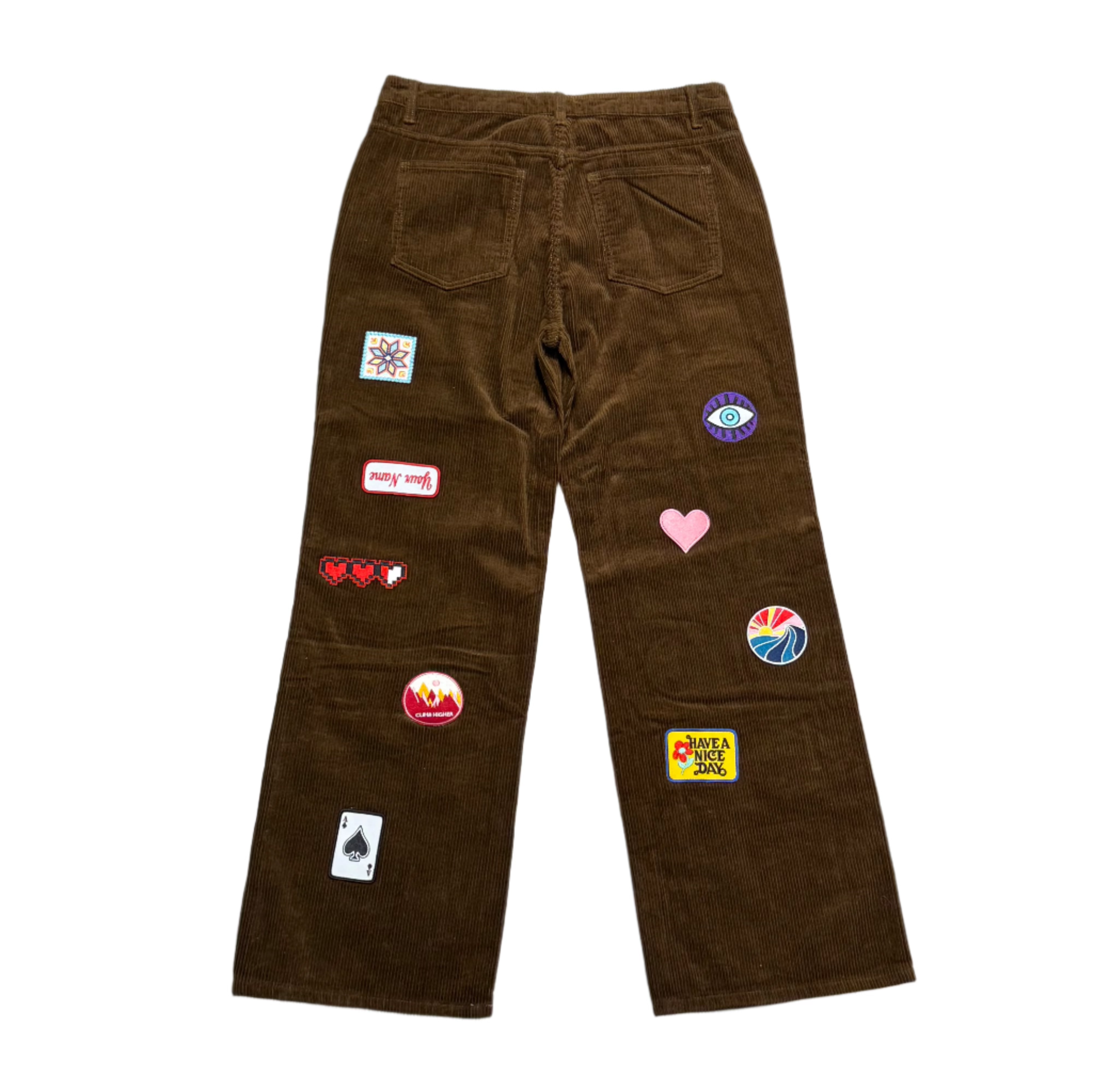 Brown Corduroy Pants With Patches