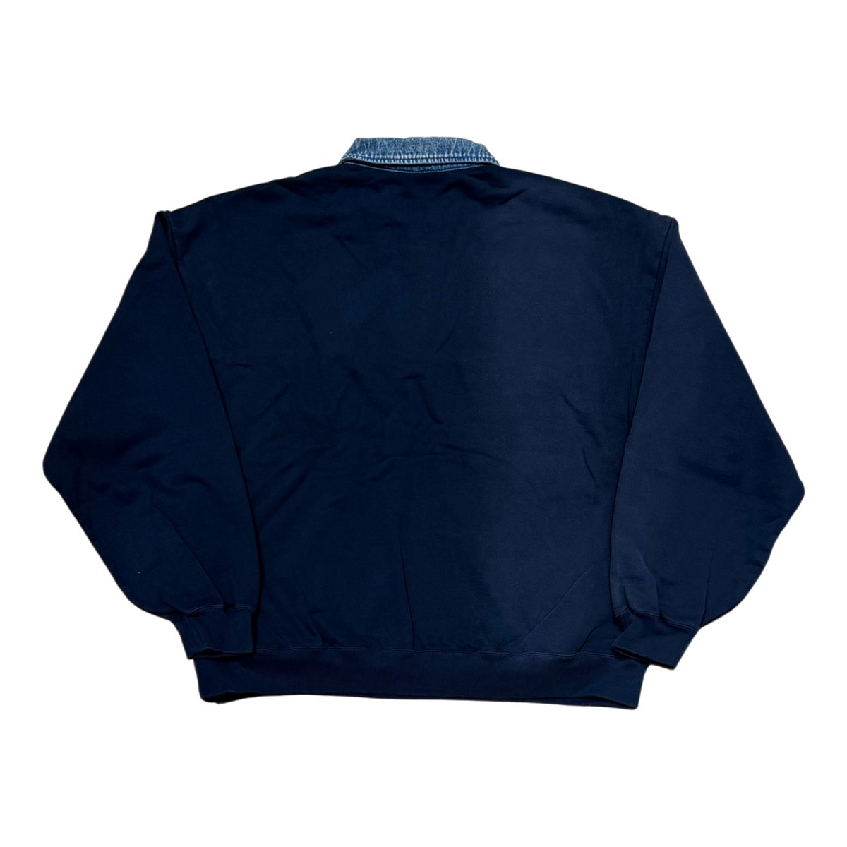 Denim Collar Half Zip Sweatshirt