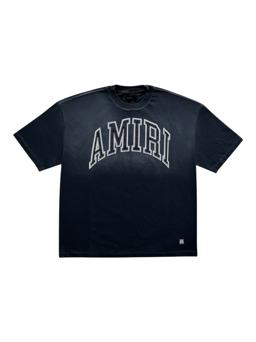 Vintage Black & White Embroidered Logo T-Shirt