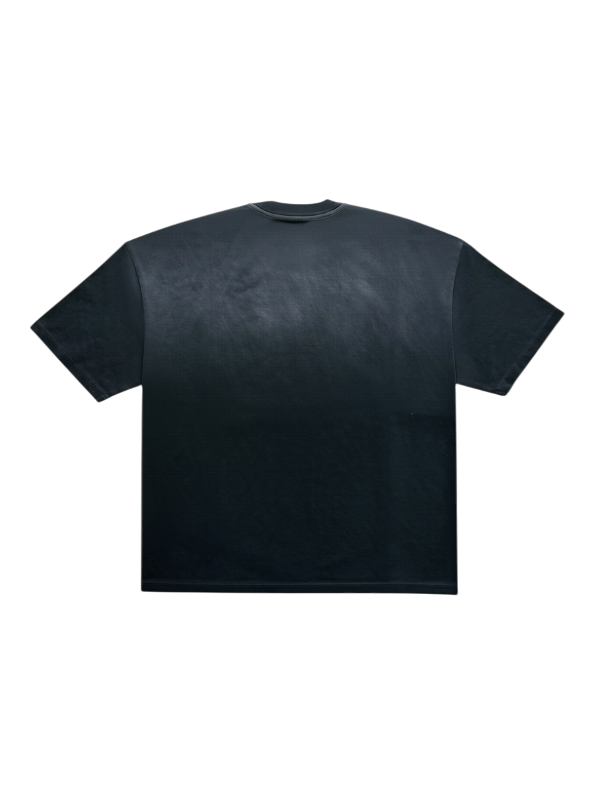 Vintage Black & White Embroidered Logo T-Shirt