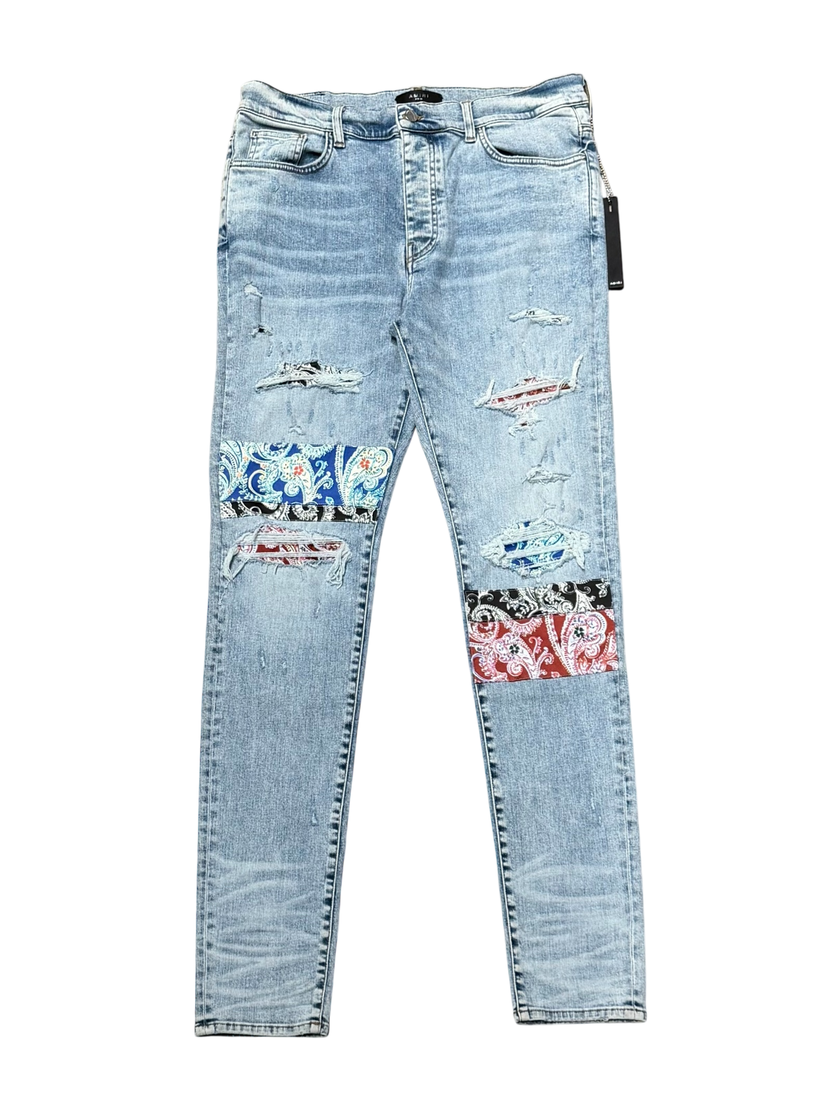 Pajama Art Patch Skinny Jeans Blue