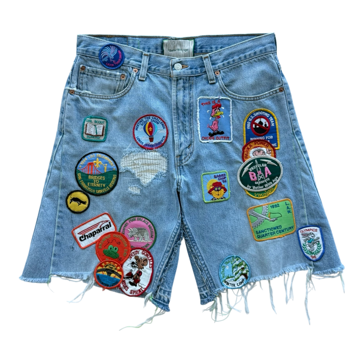 Triple Wide Long Patchwork Shorts
