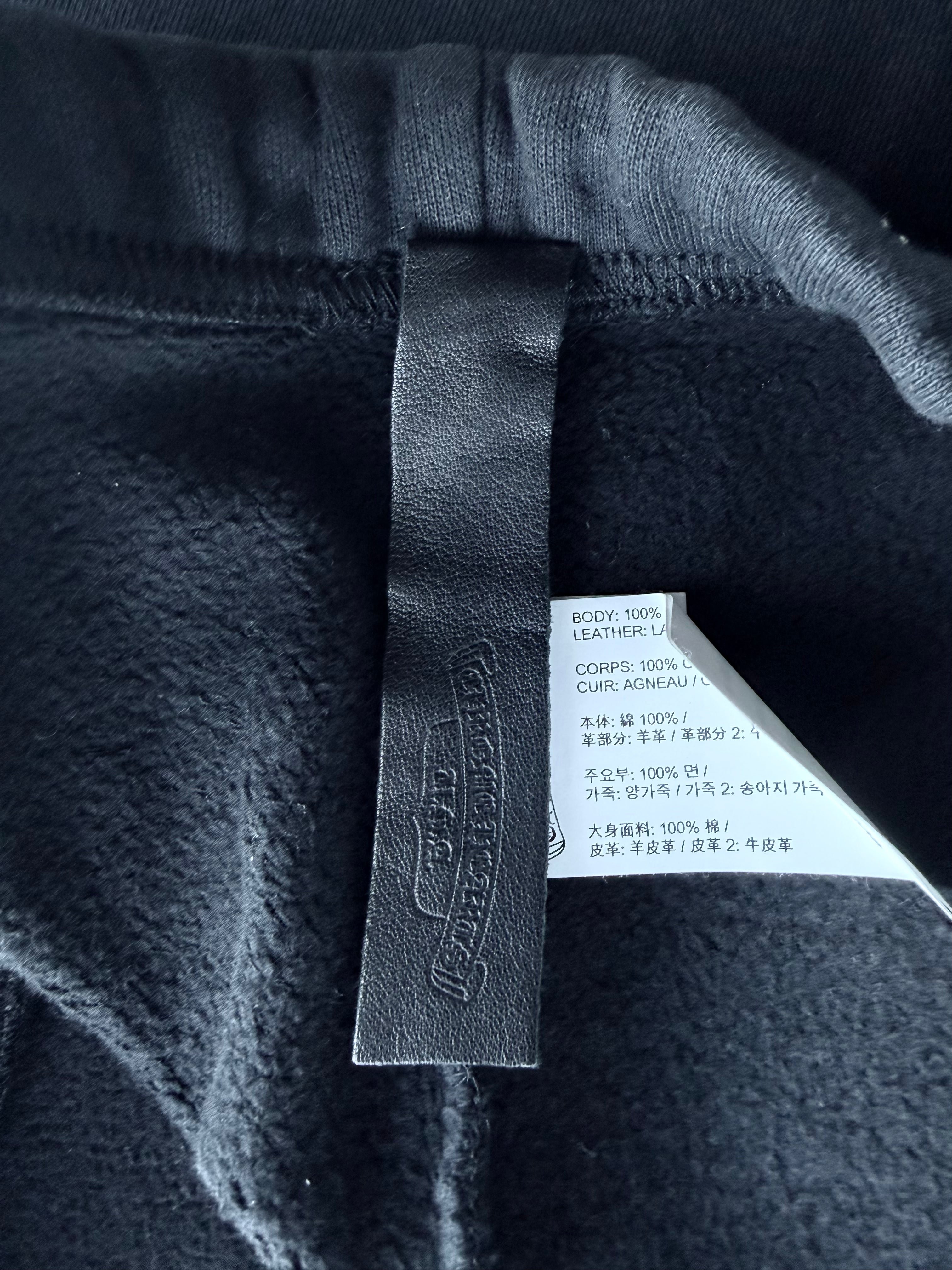 Patent Leather & Calf Hair Cross Patch Sweatpants Black