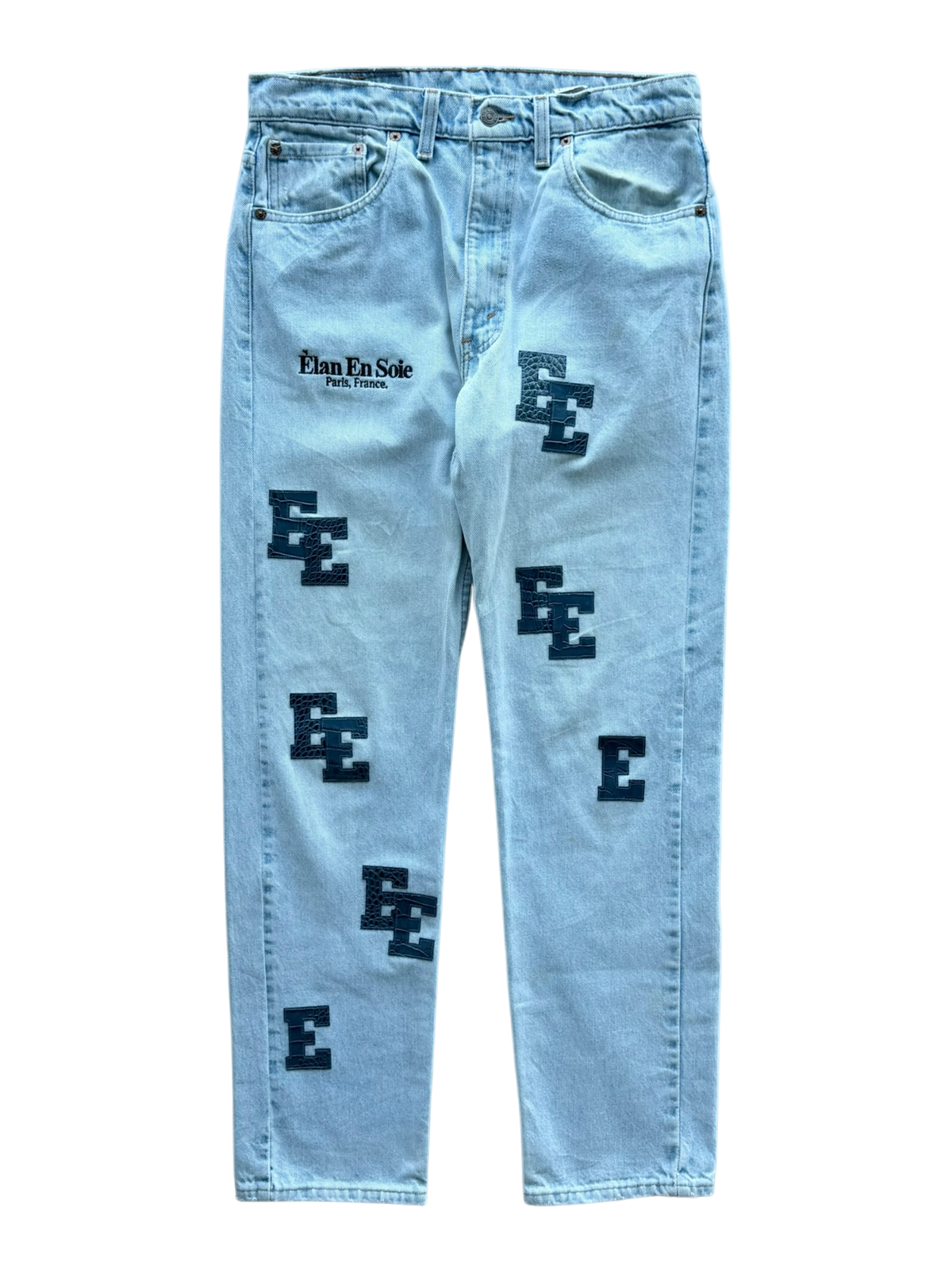 Navy Croc Patch Light Wash Blue Jean