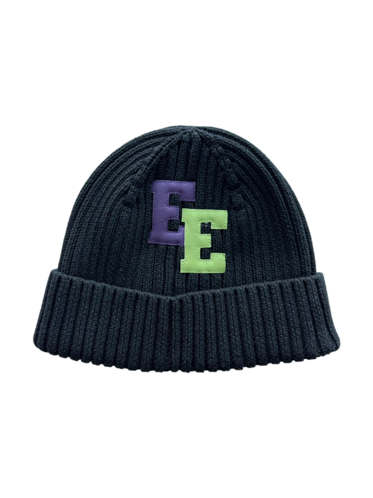 Green & Purple Patch Beanie Black