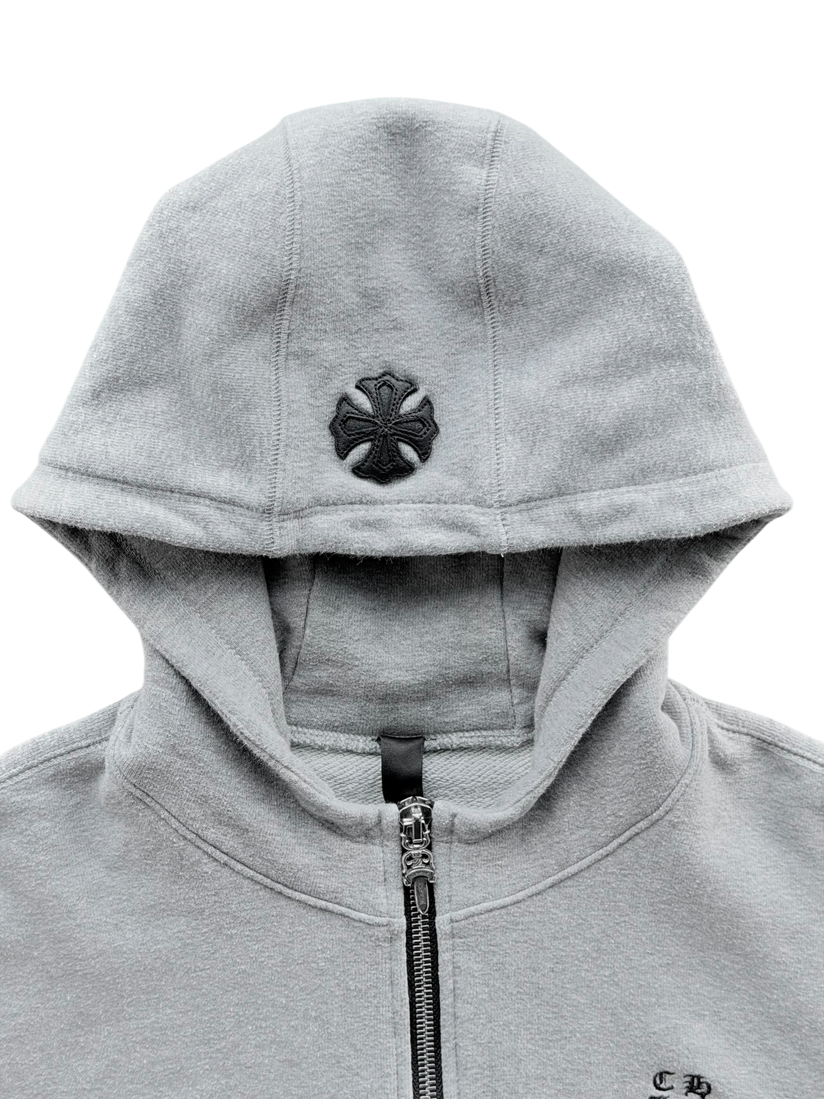 Plus Cross Patch Zip Up Hoodie Grey