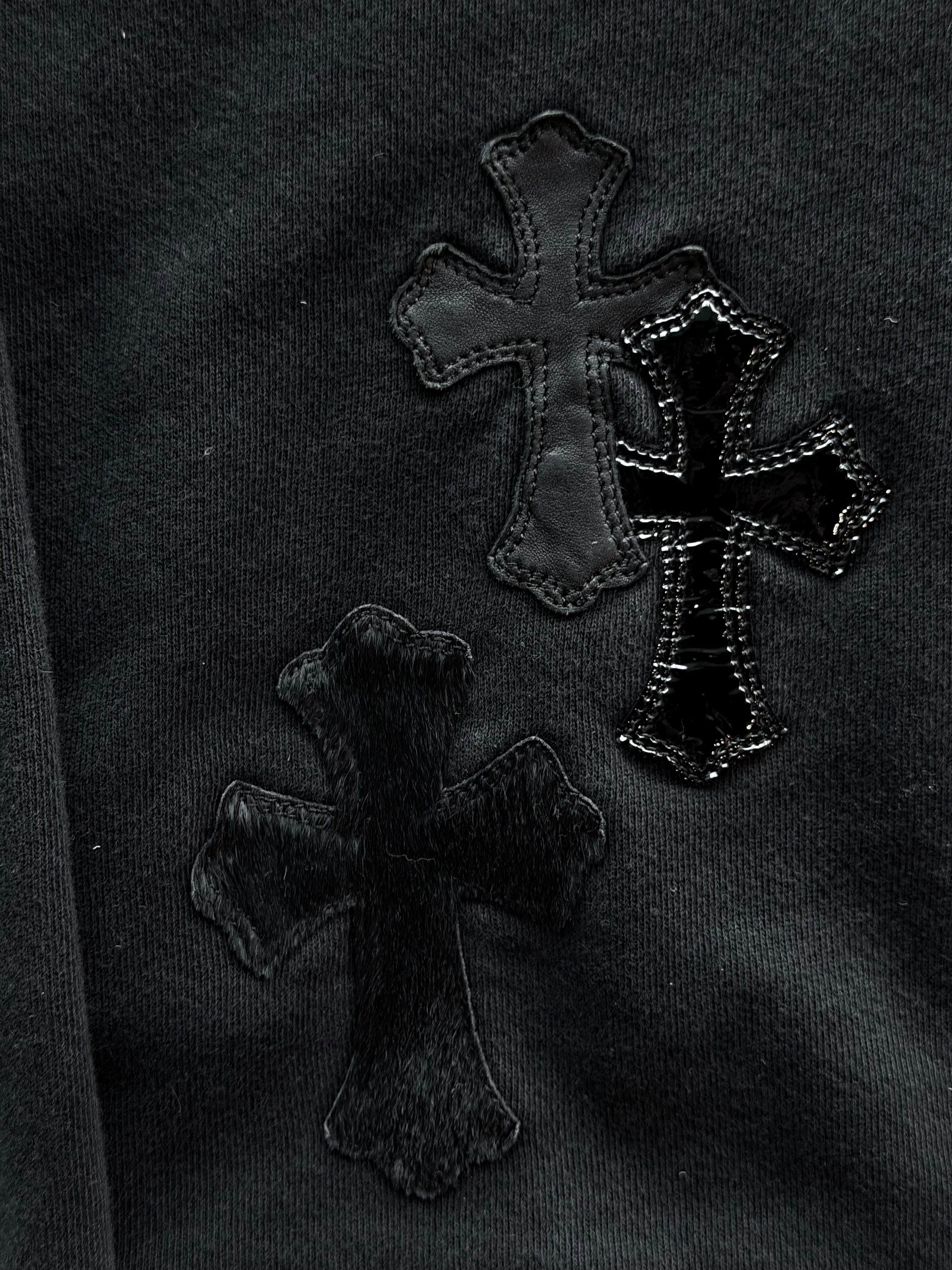 Ponyhair Multicross Patch Crewneck Sweater Black
