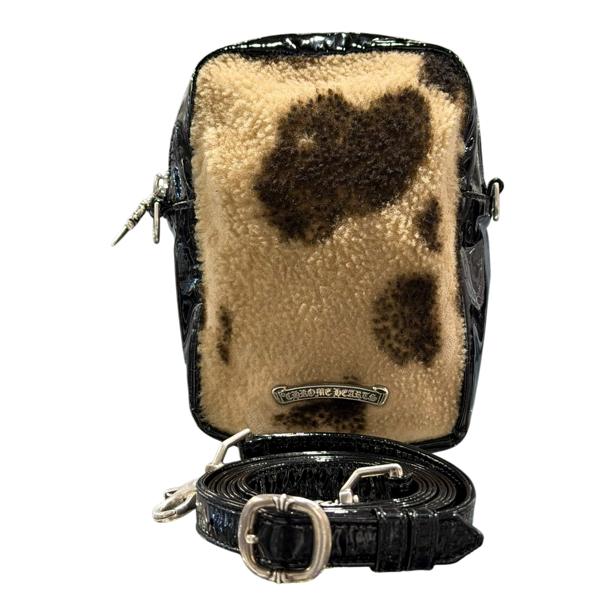 Cross Patch Leopard Print Taka Fur Brown Black Bag