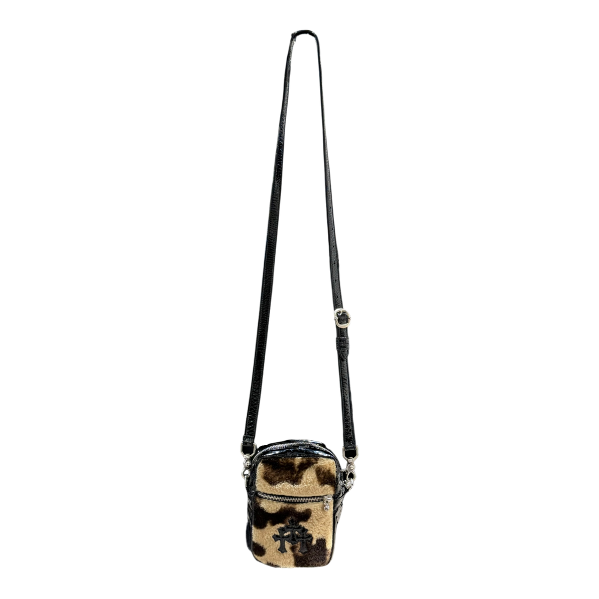 Cross Patch Leopard Print Taka Fur Brown Black Bag