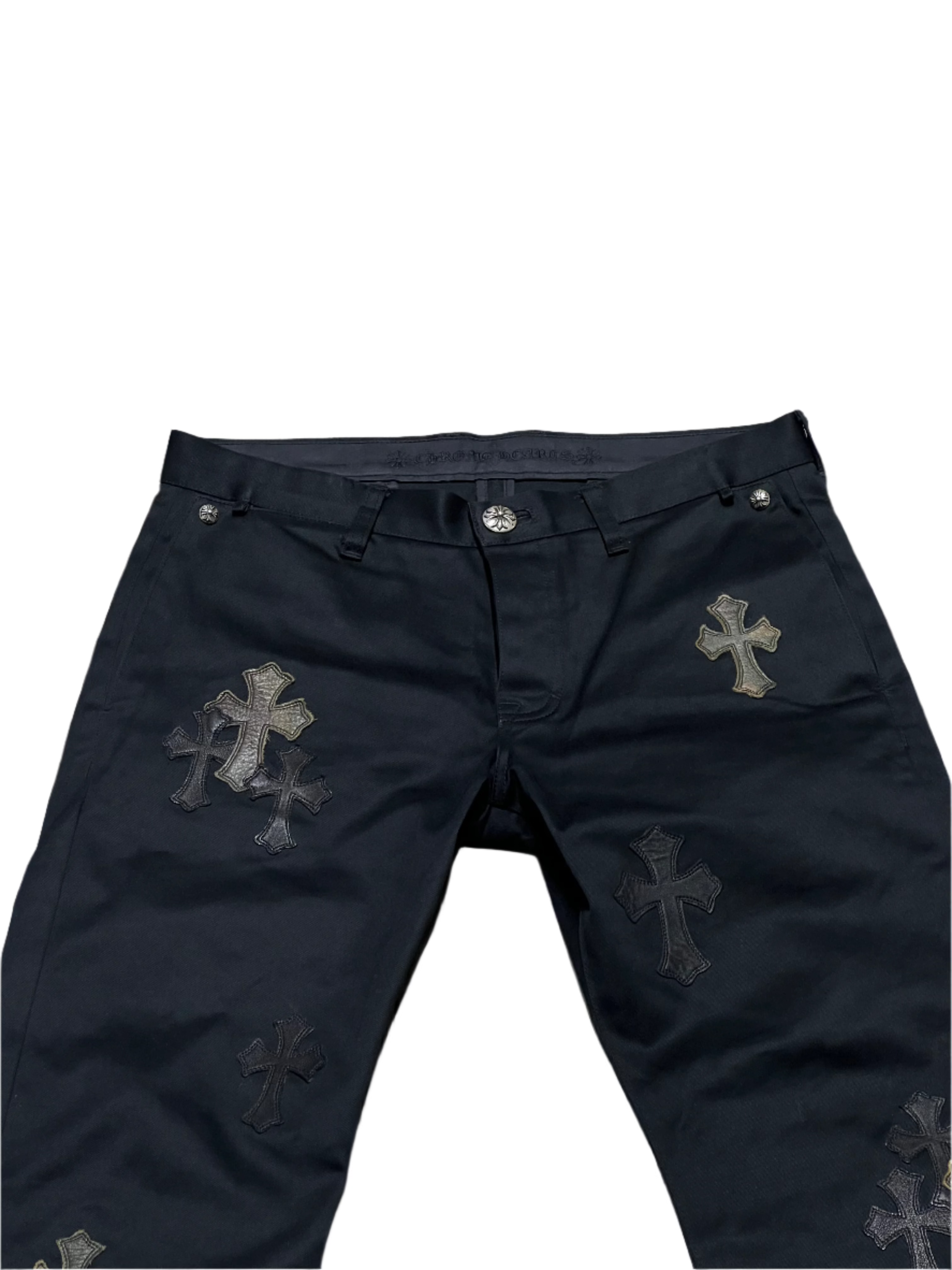 Chrome Hearts Chino Pants Jean Black Camo Cross Patches