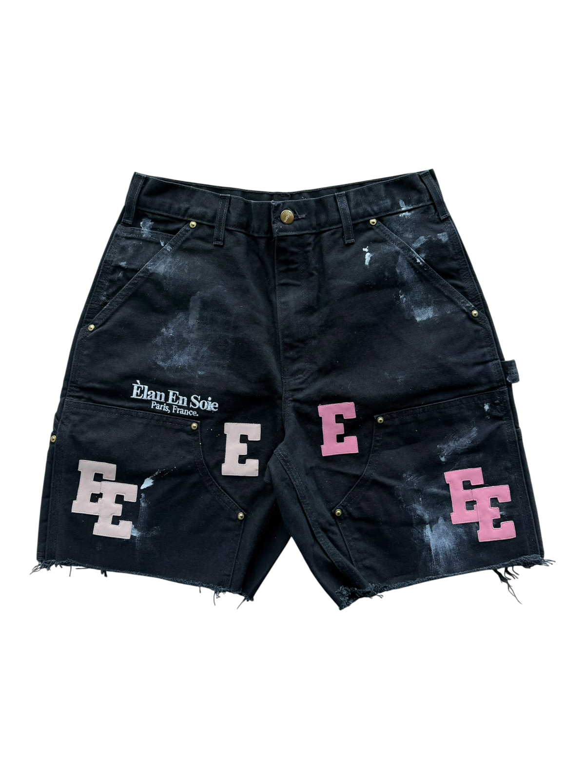 Two Toned Pink Patch Shorts Black