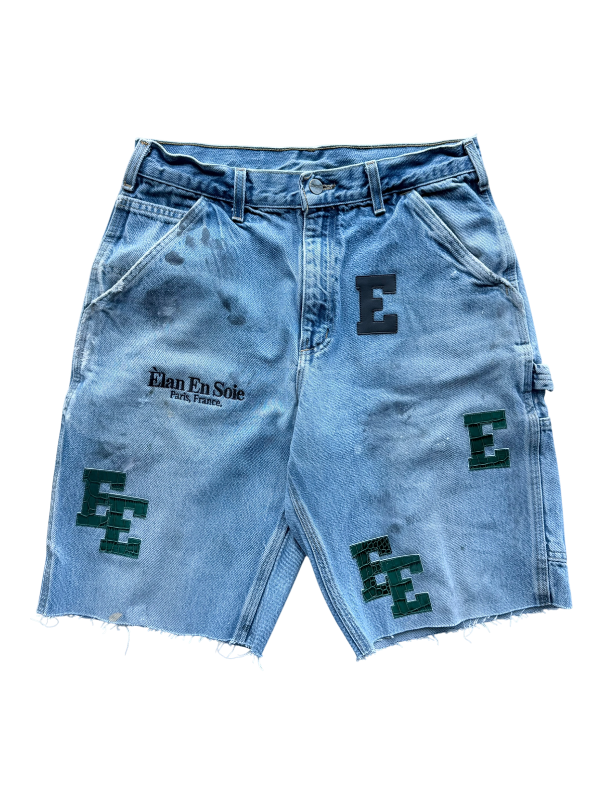 Green Croc & Black Patch Shorts Blue
