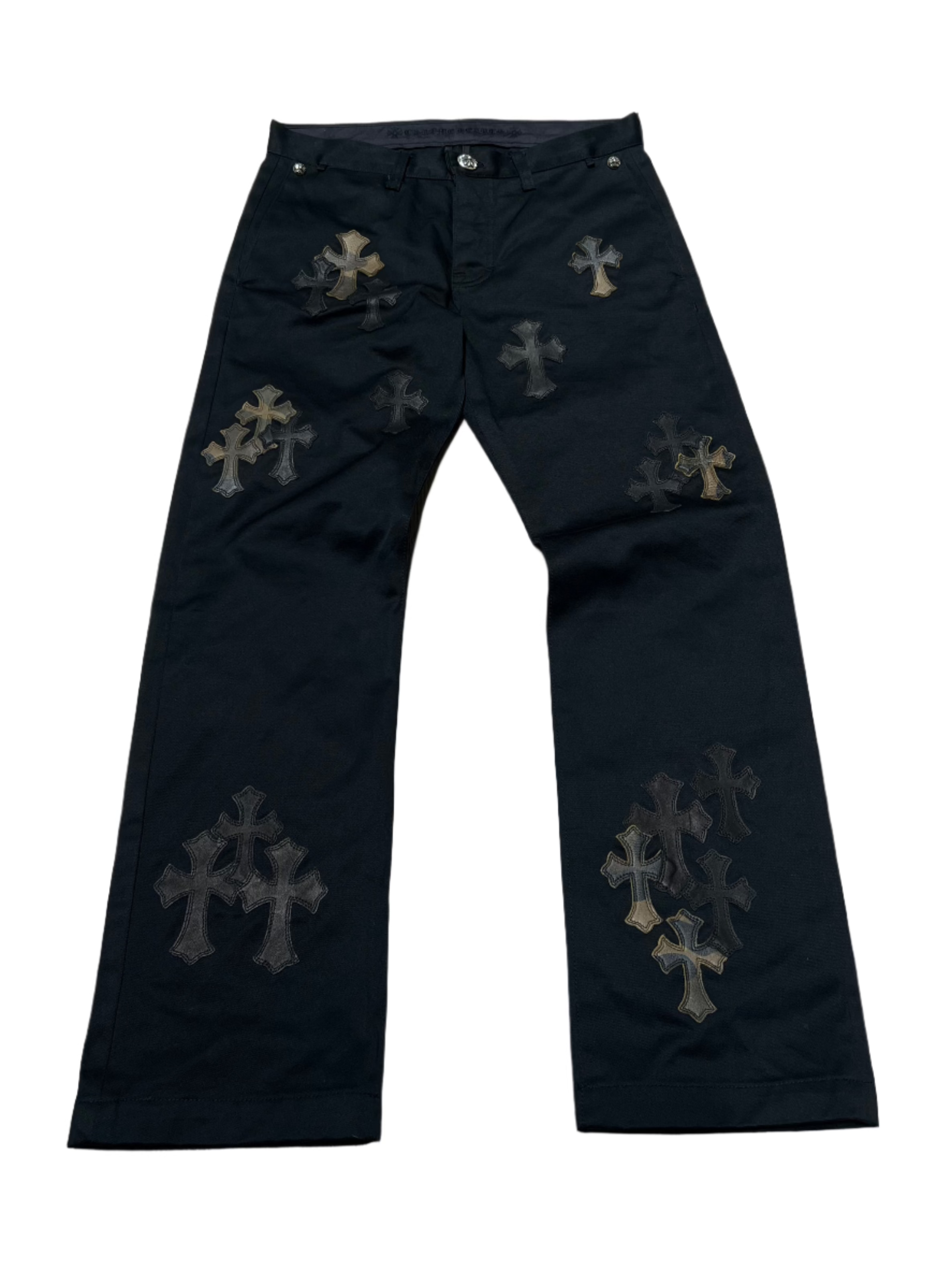 Chrome Hearts Chino Pants Jean Black Camo Cross Patches