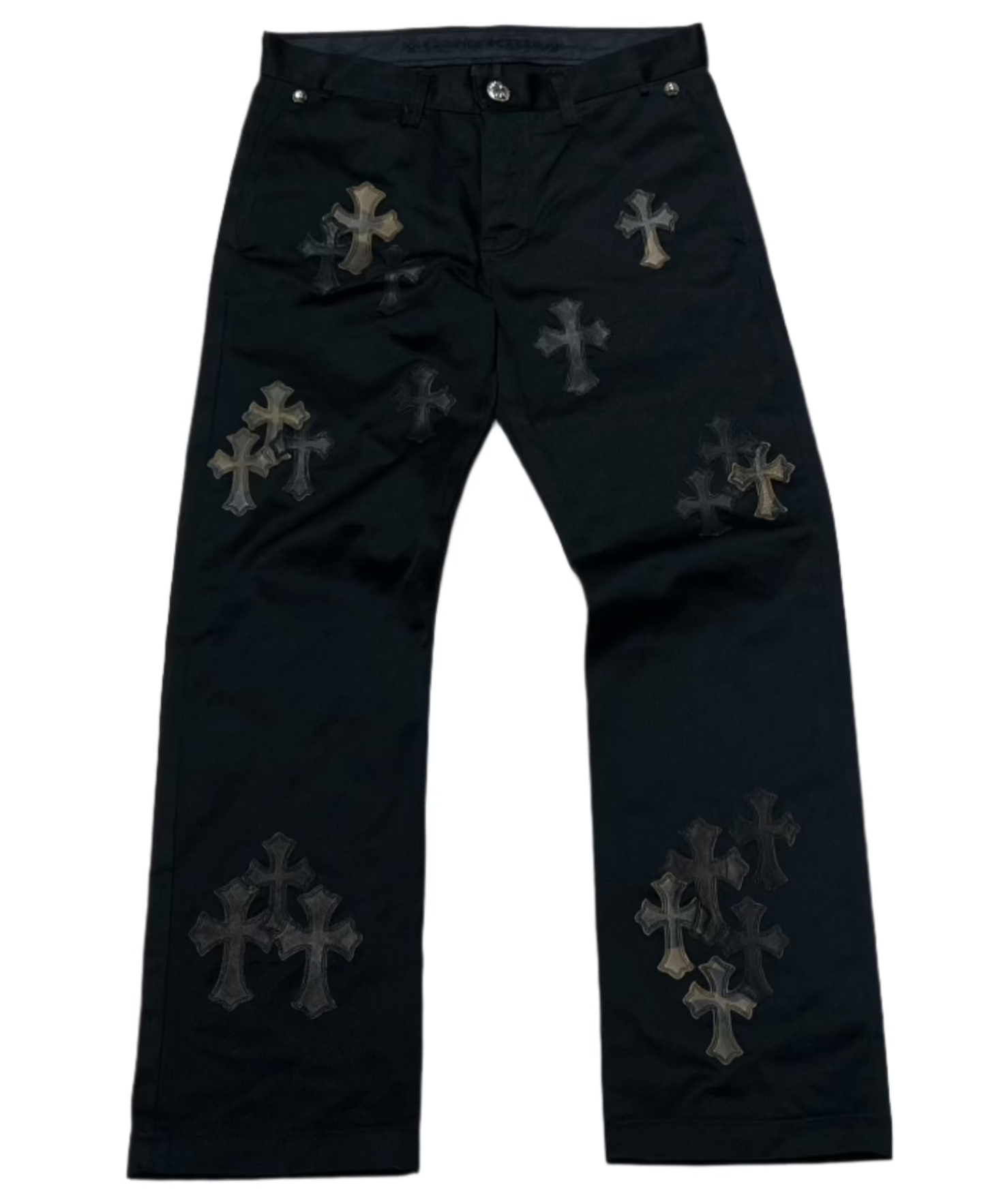 Chrome Hearts Chino Pants Jean Black Camo Cross Patches