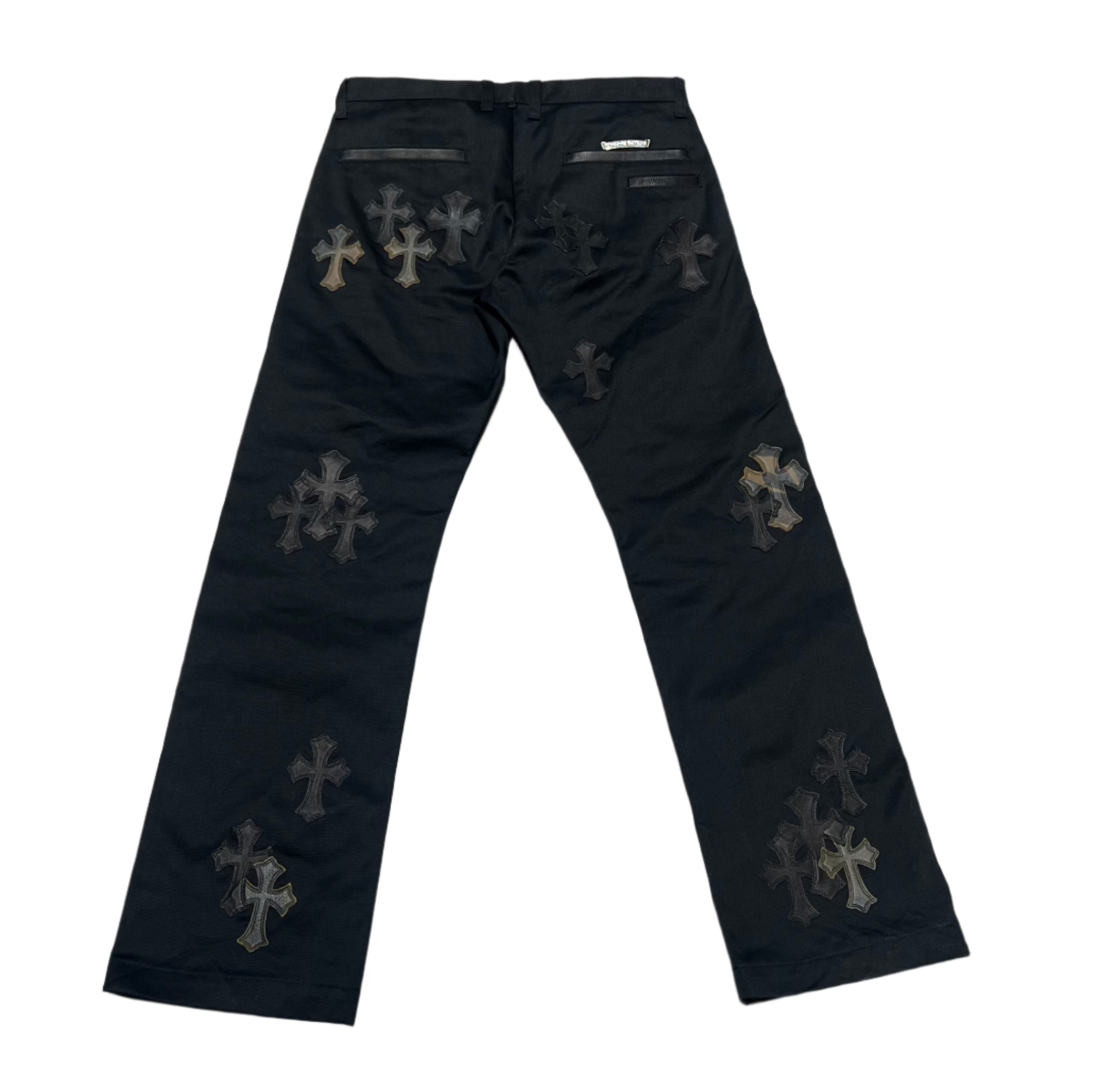 Chrome Hearts Chino Pants Jean Black Camo Cross Patches