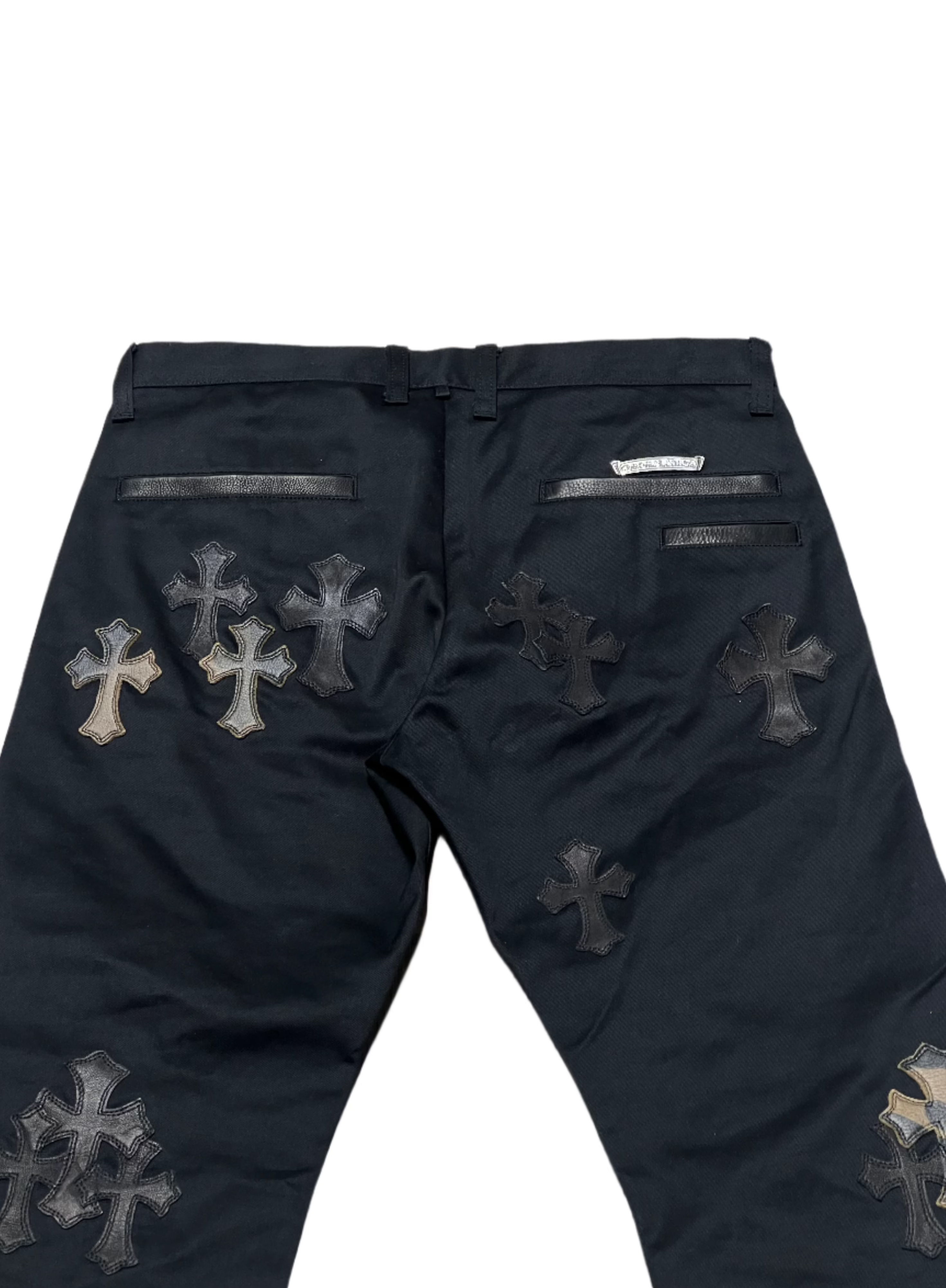 Chrome Hearts Chino Pants Jean Black Camo Cross Patches