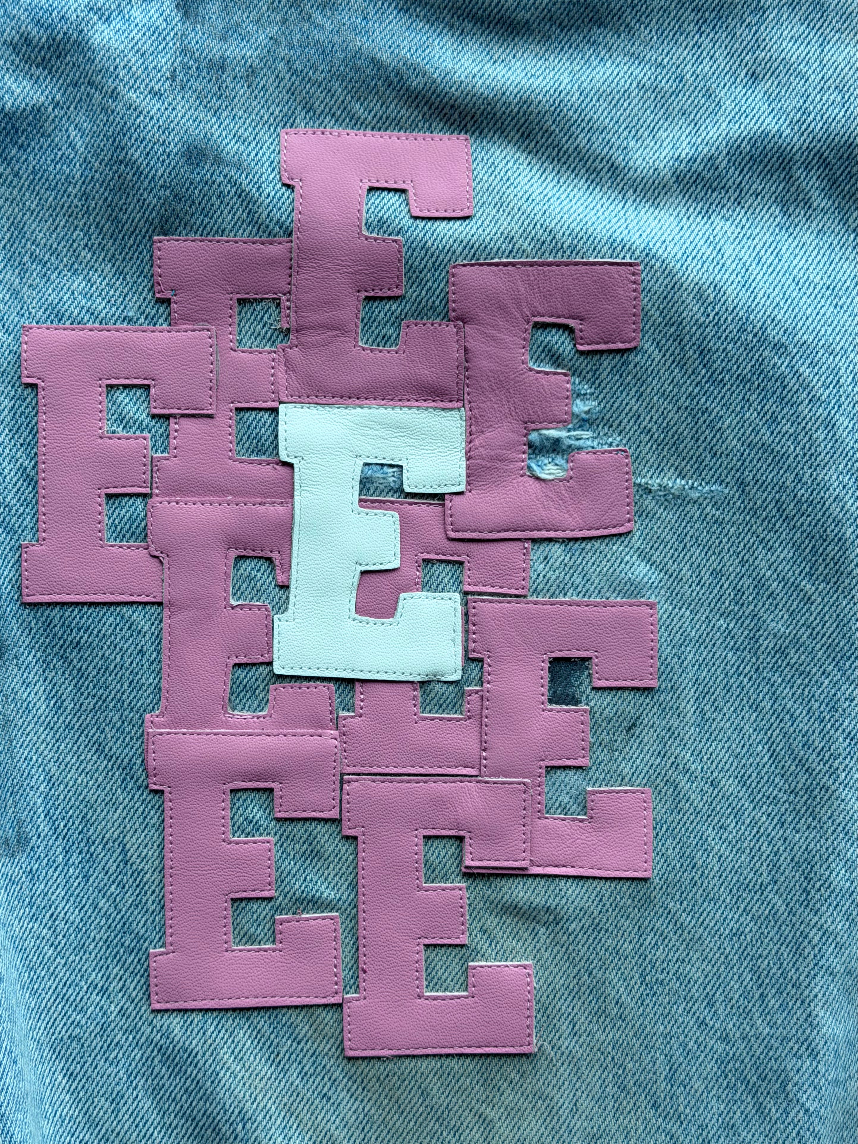 White & Pink Cluster Patch Shorts Blue