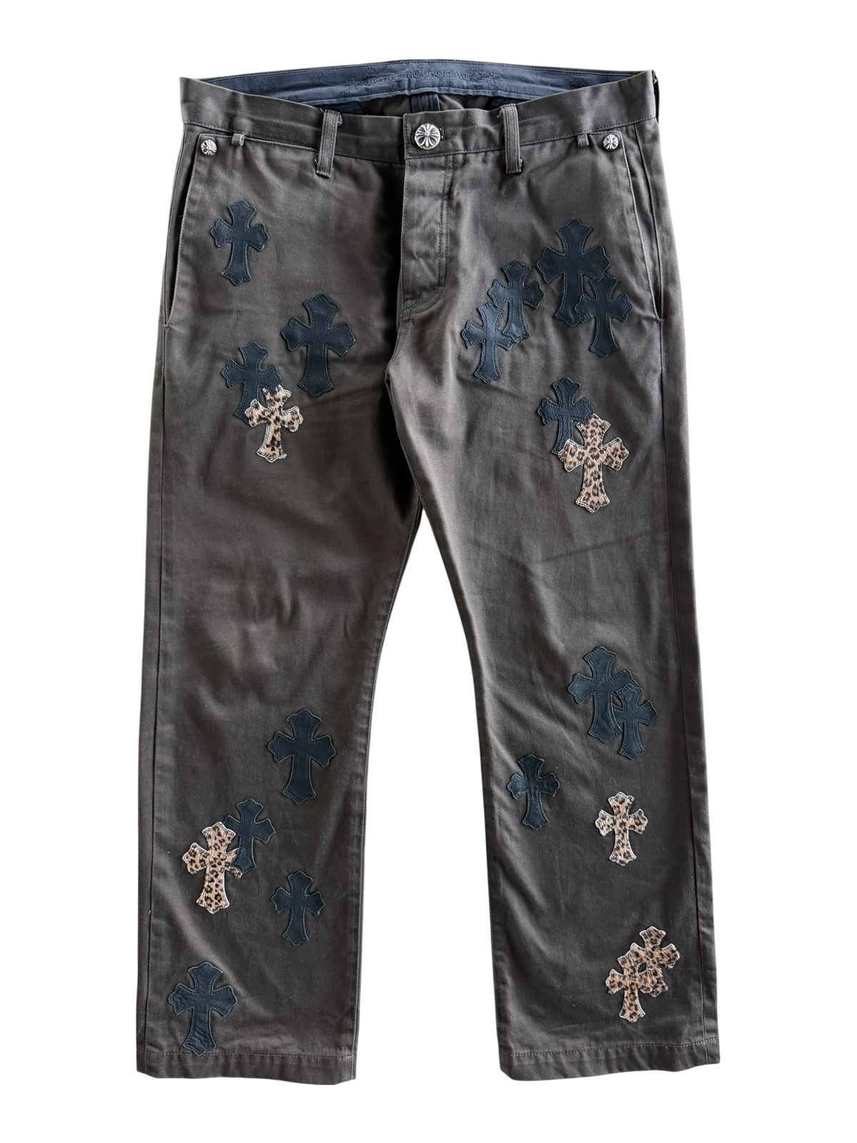 Brown Cheetah Cross Patch Chino Pants