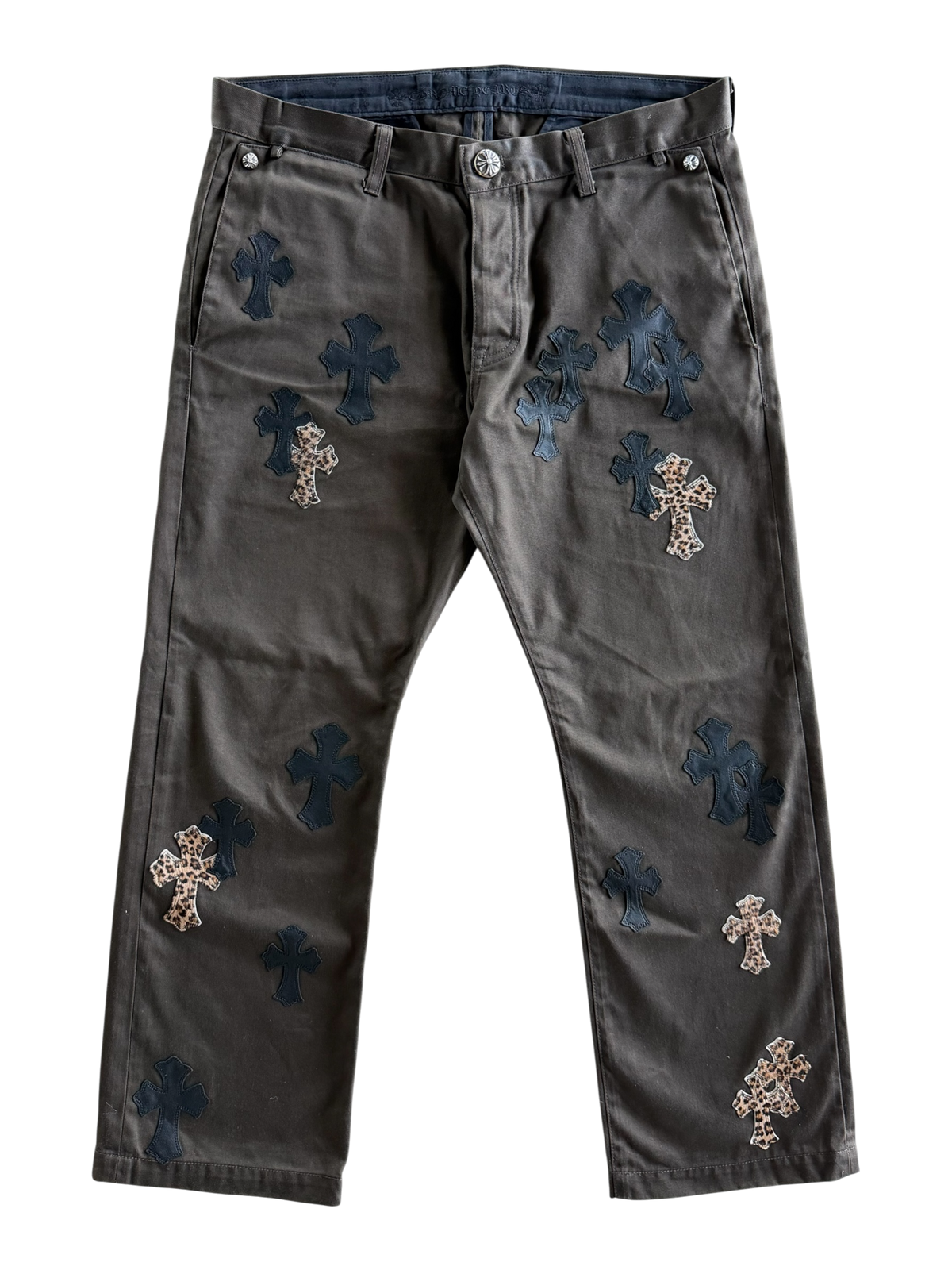 Brown Cheetah Cross Patch Chino Pants