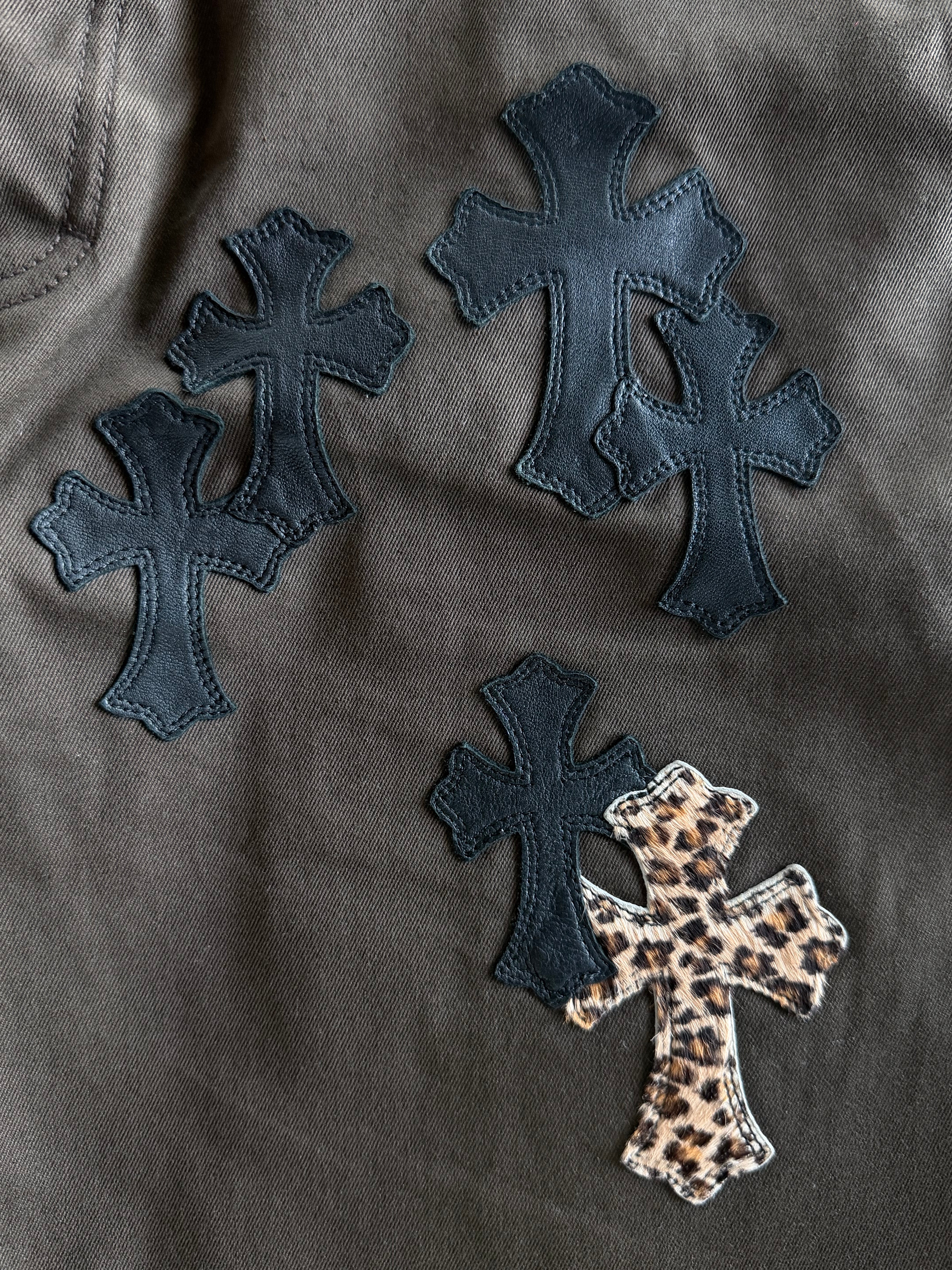 Brown Cheetah Cross Patch Chino Pants