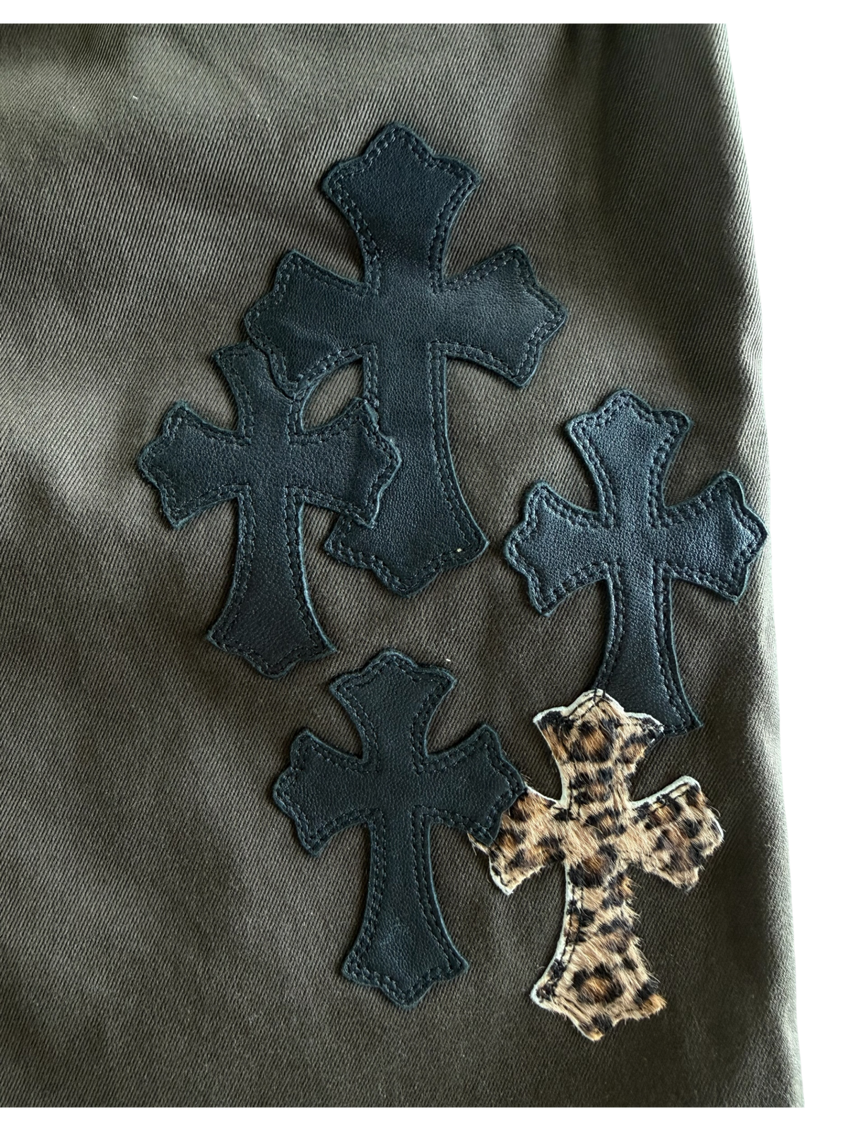 Brown Cheetah Cross Patch Chino Pants