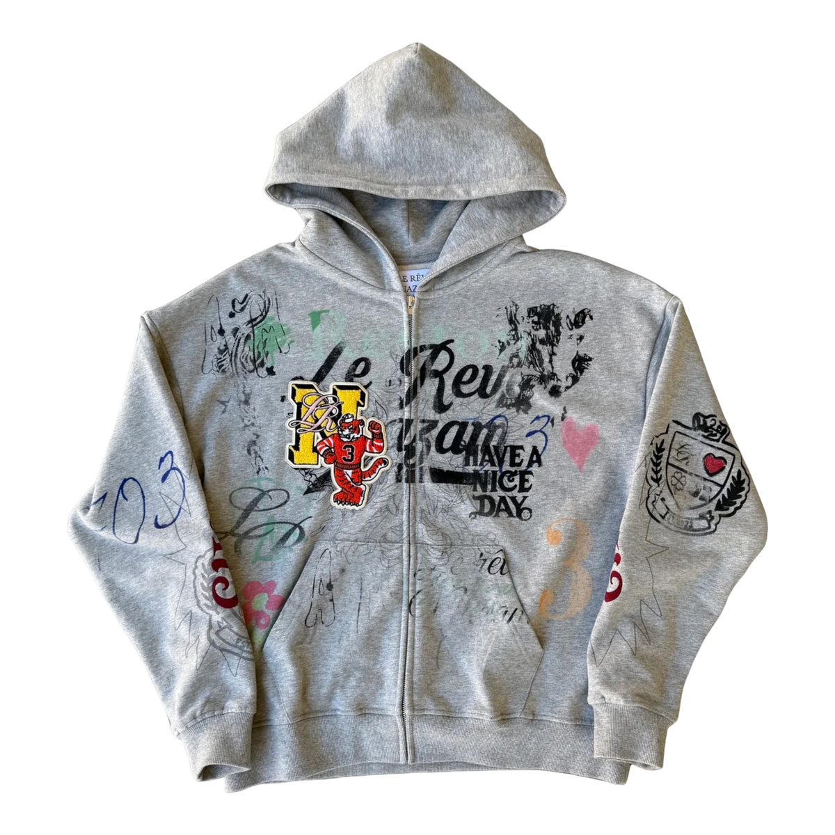 Grey Varsity Artist Zip Up