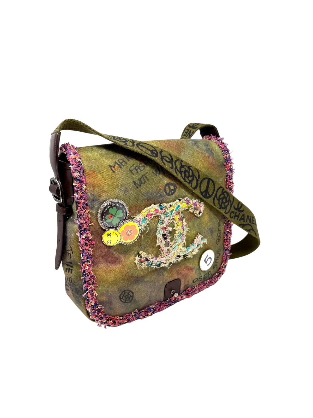 Graffiti On The Pavements Khaki Multicolor Messenger Bag Runway