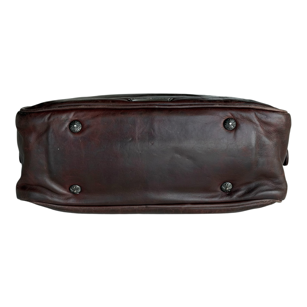 Gym Bag Small Fleur De Lis Brown Leather Patch