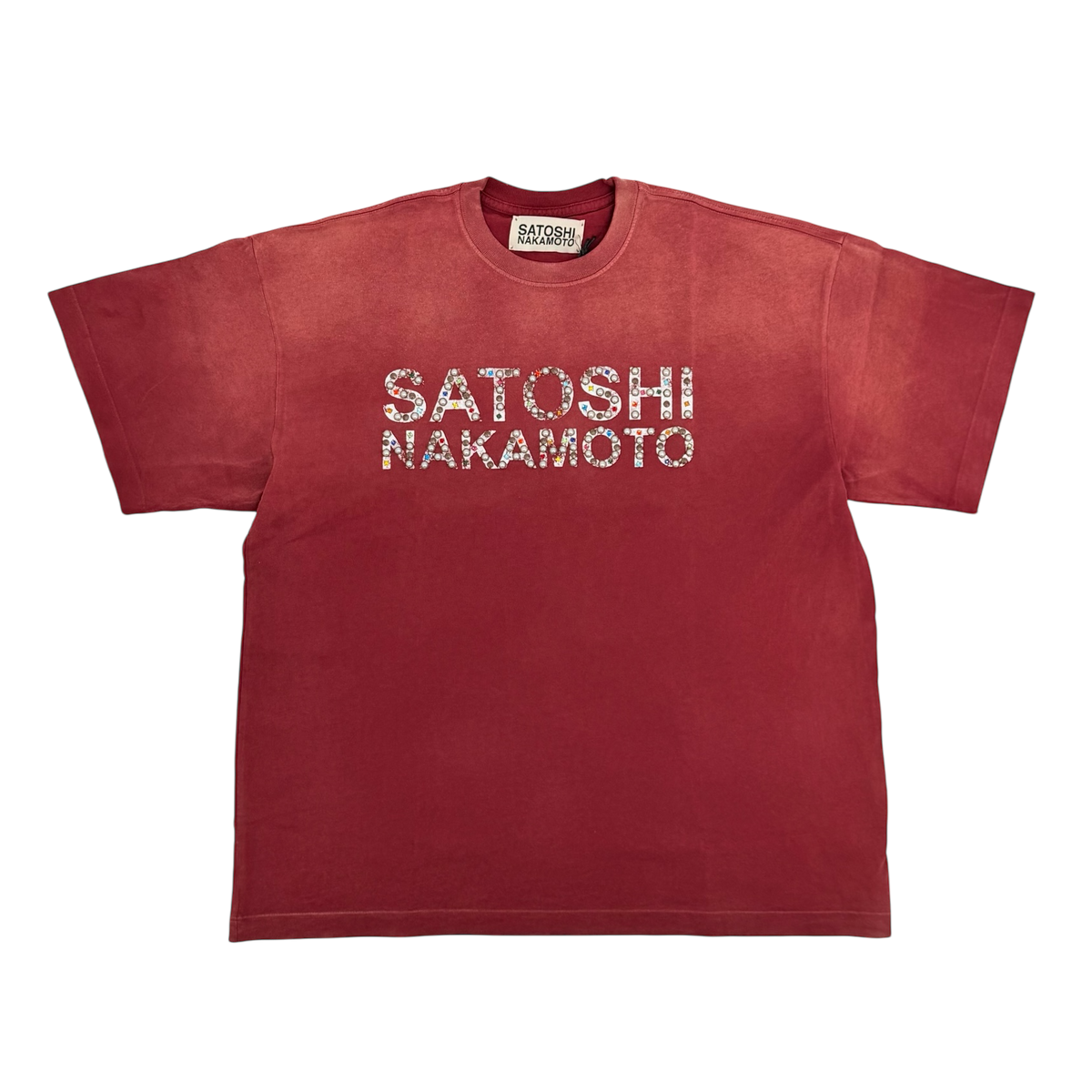 Pearl Studded Logo Tee Red