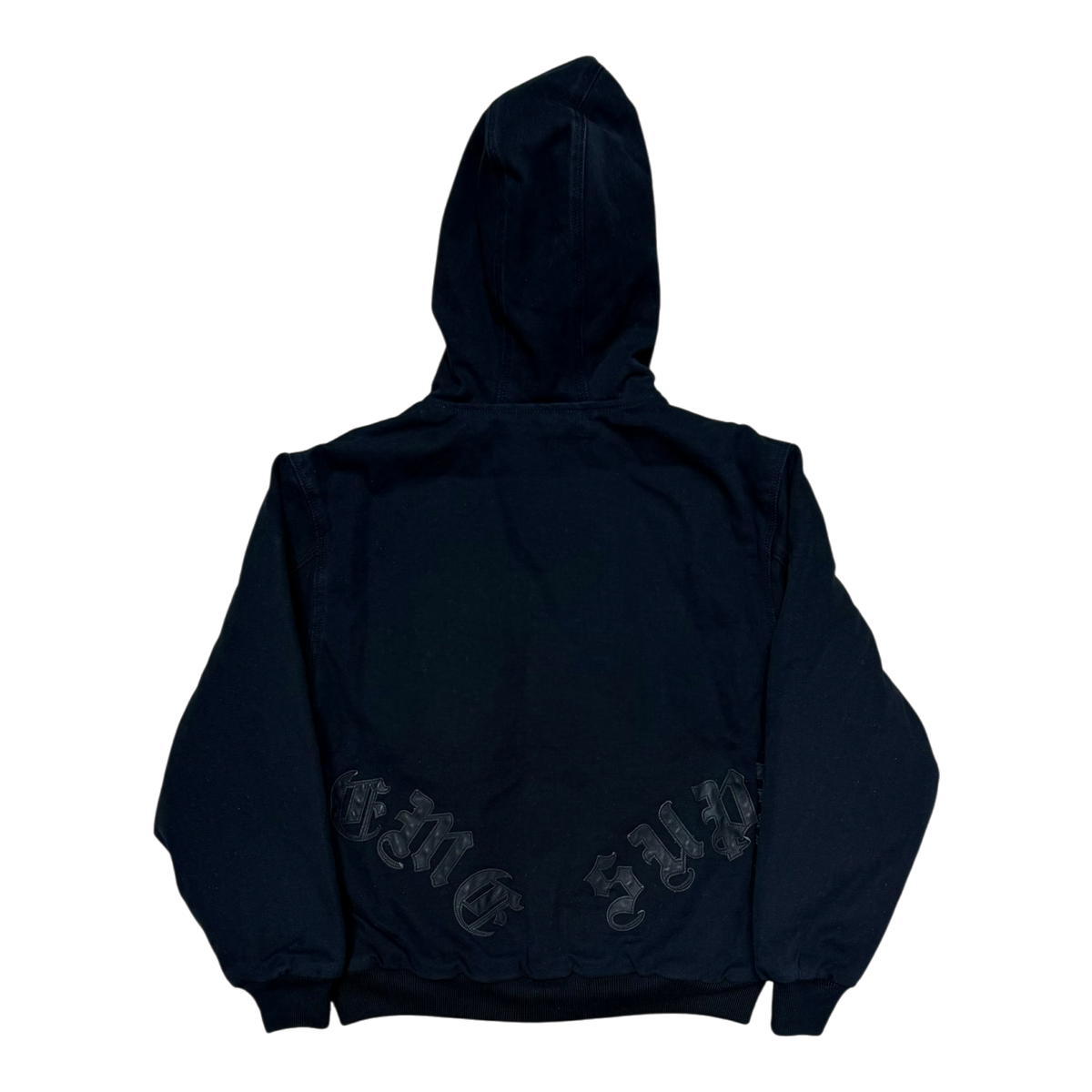 Supreme Leather Applique Hooded Work Jacket Black