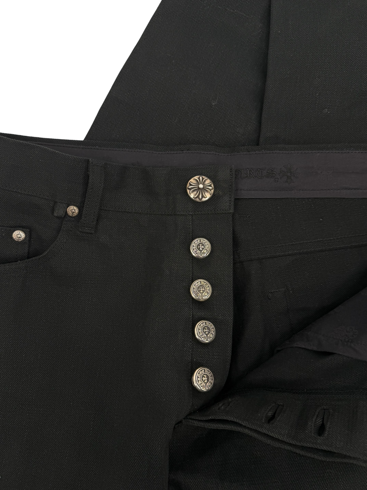 Black Fleur Knee Denim