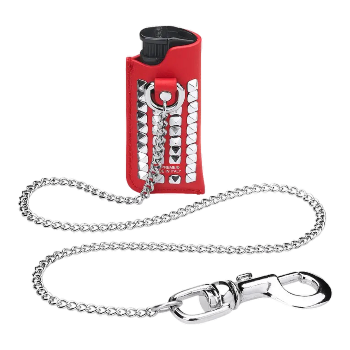 Supreme Studded Leather Lighter Holder Red