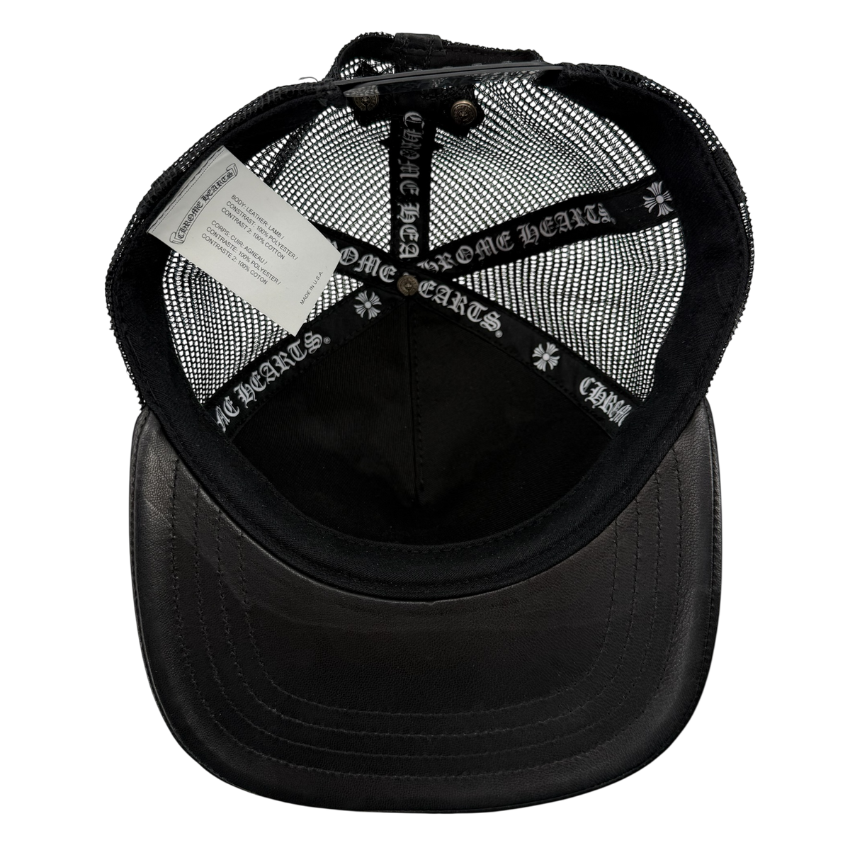 Black Leather Cemetery Cross Patch Trucker Hat