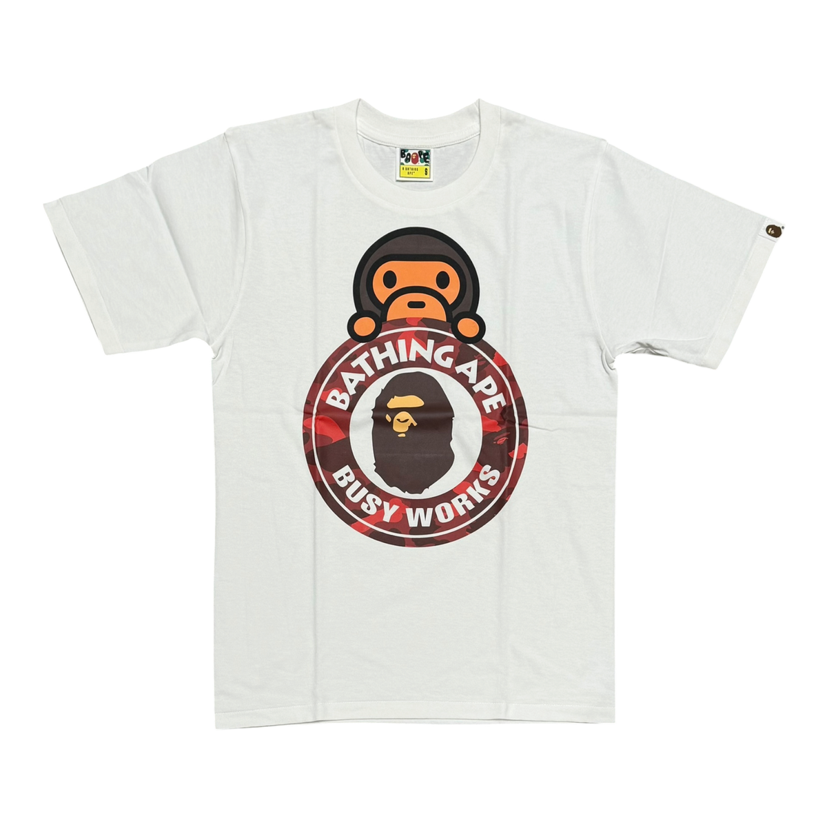 White/Red Color Camo Milo On Busy Works Tee