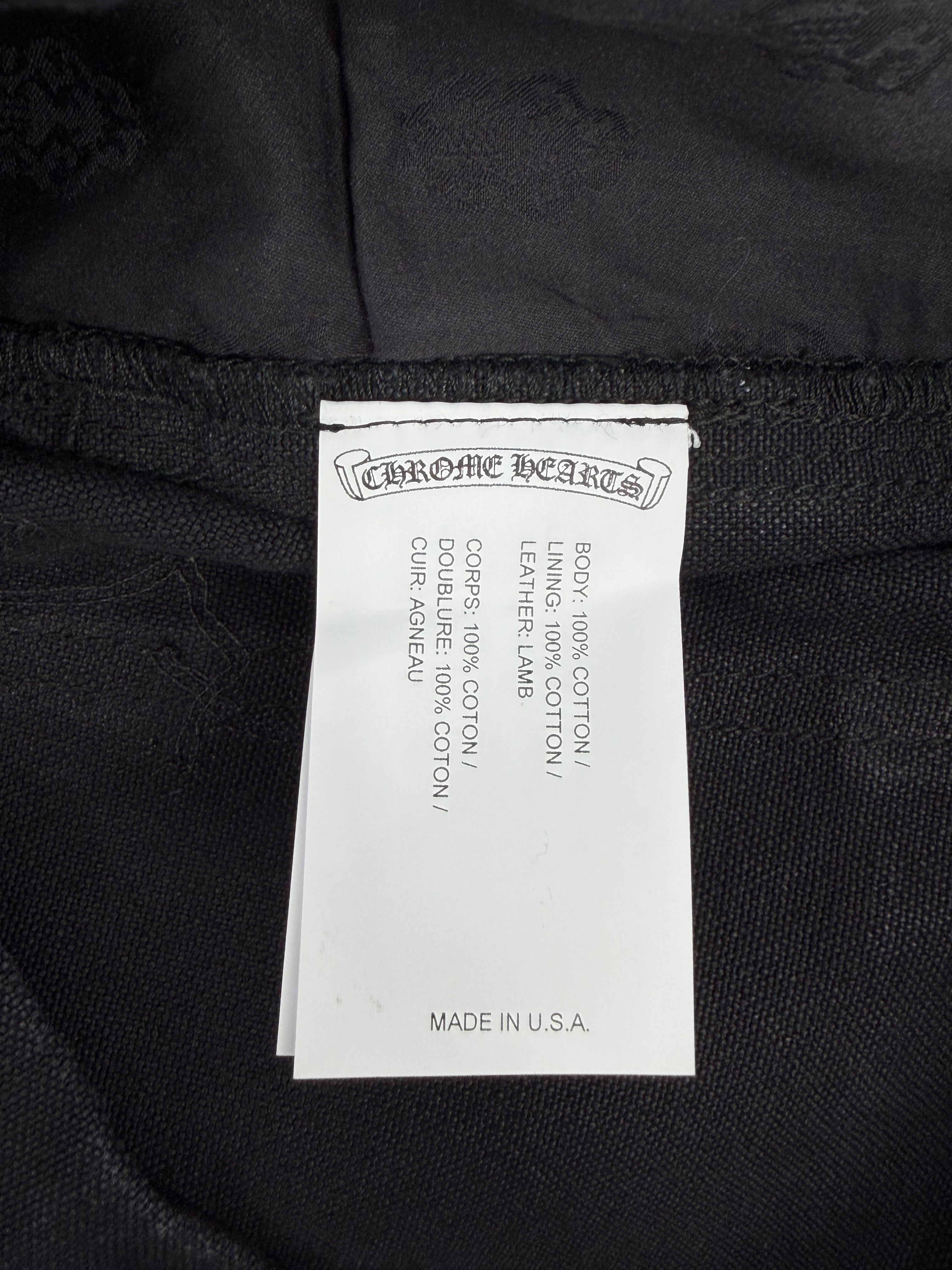 Black Leather Cross Patch Carpenter Shorts Black