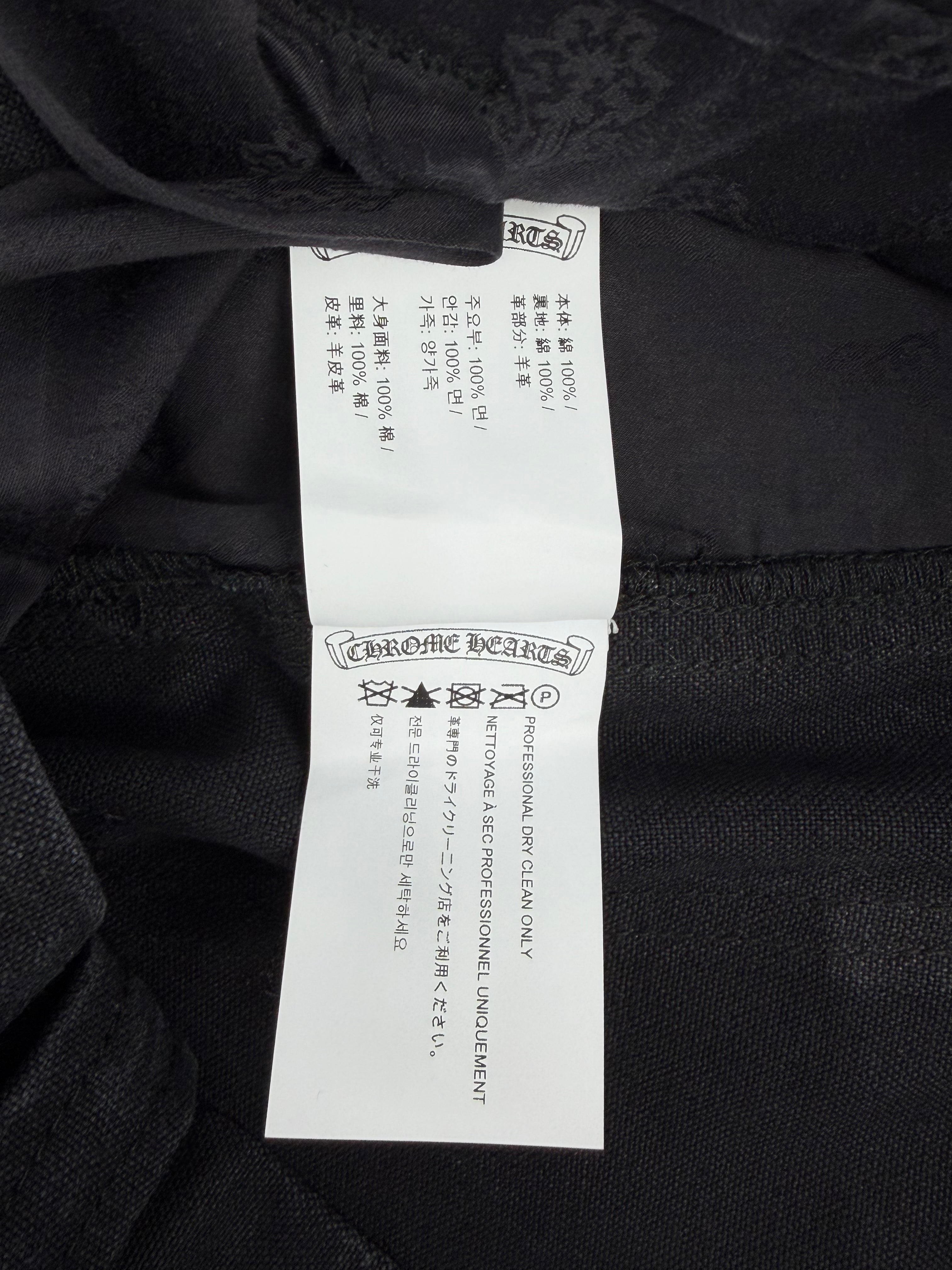 Black Leather Cross Patch Carpenter Shorts Black