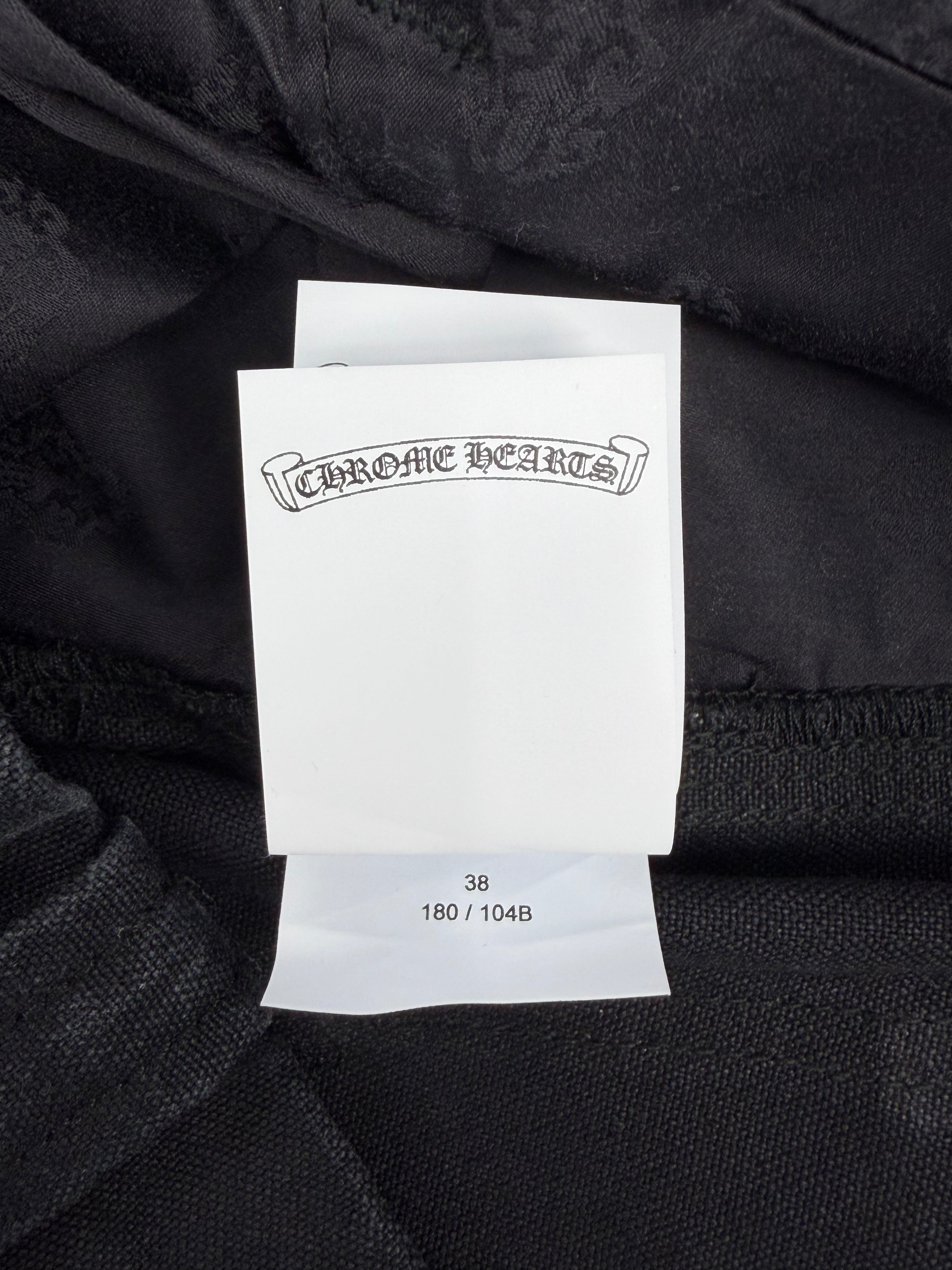Black Leather Cross Patch Carpenter Shorts Black
