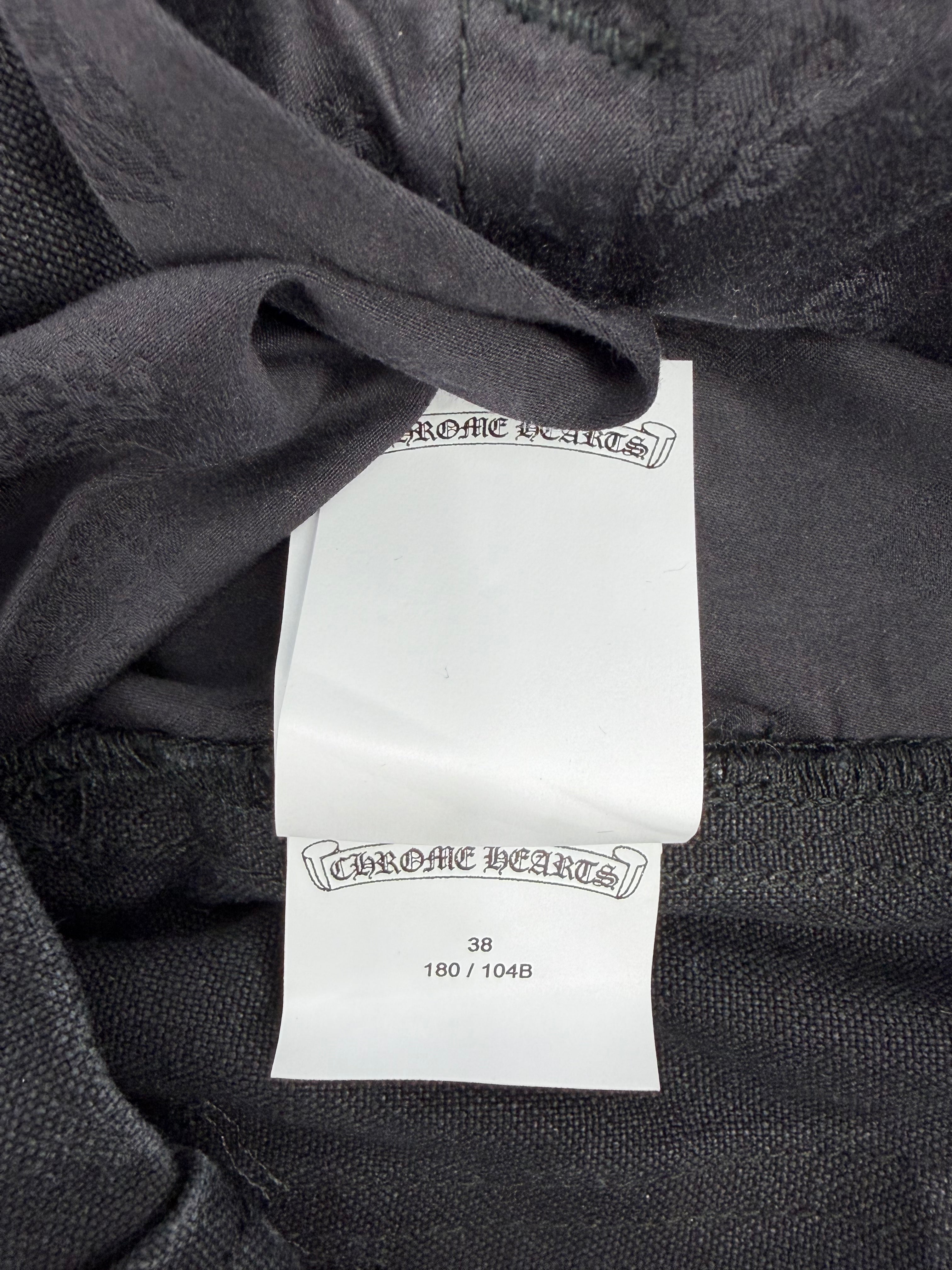 Black Leather Cross Patch Carpenter Shorts Black