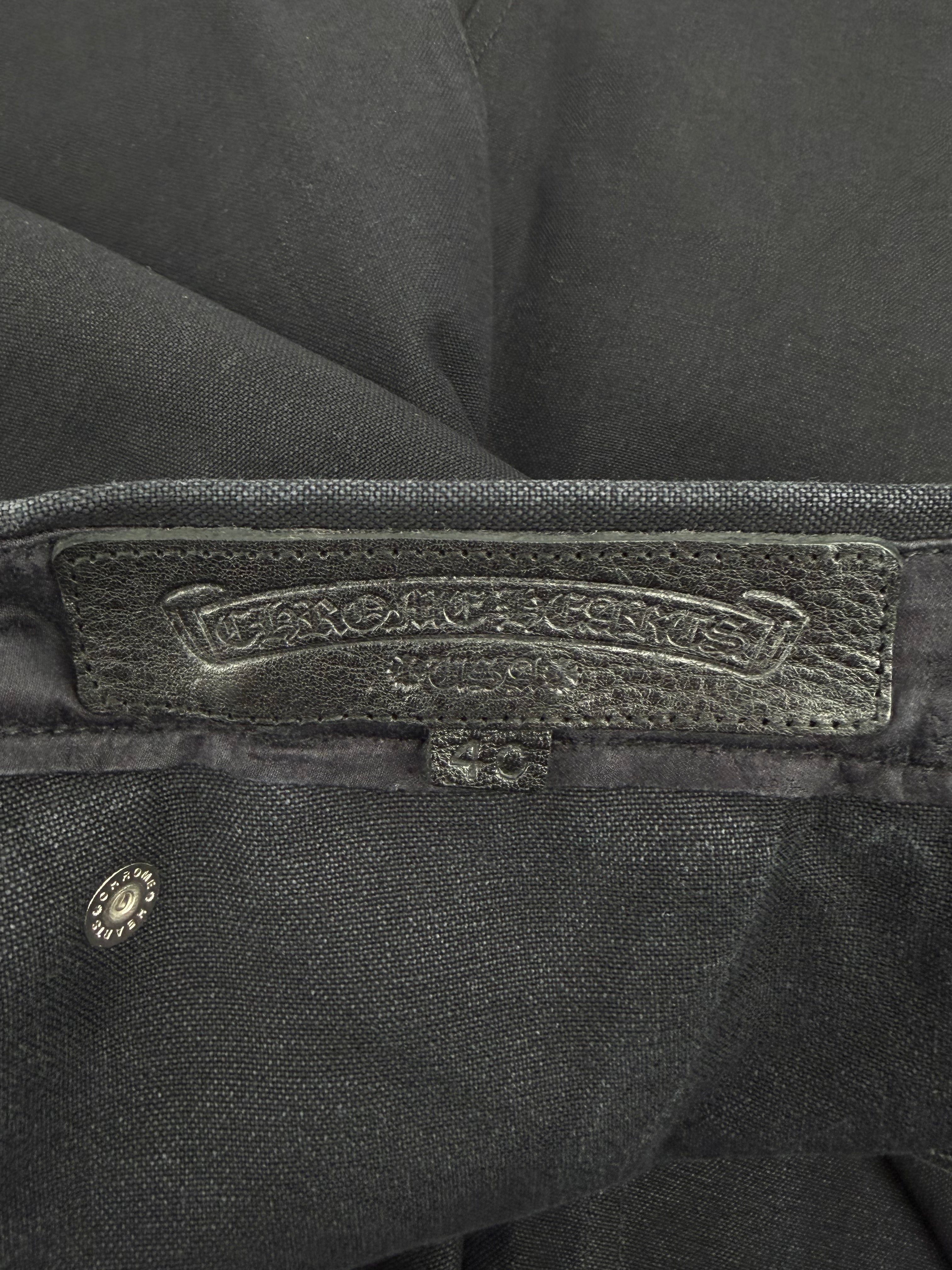 Black Leather Cross Patch Double Knee Carpenter Pants
