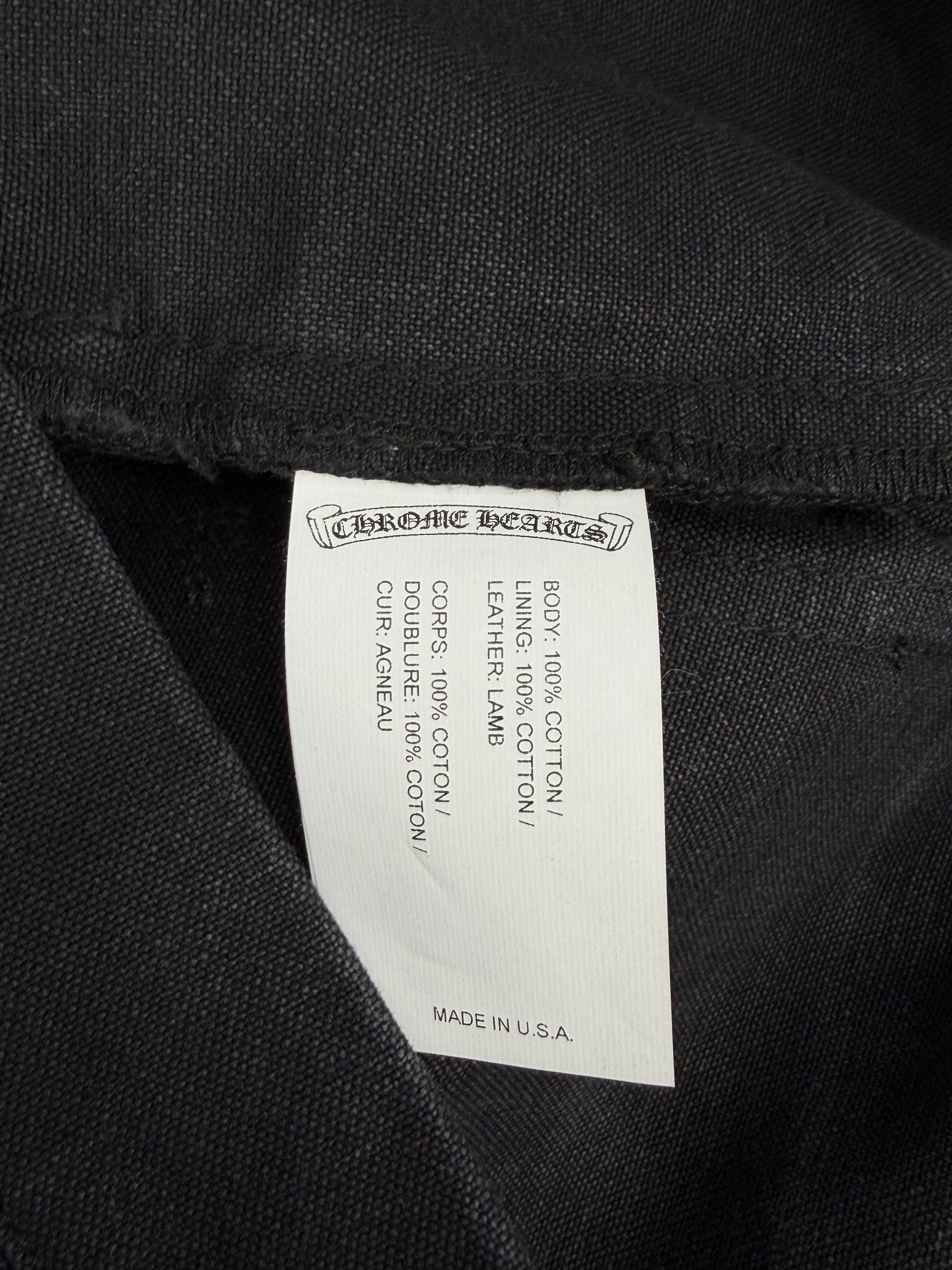 Black Leather Cross Patch Double Knee Carpenter Pants