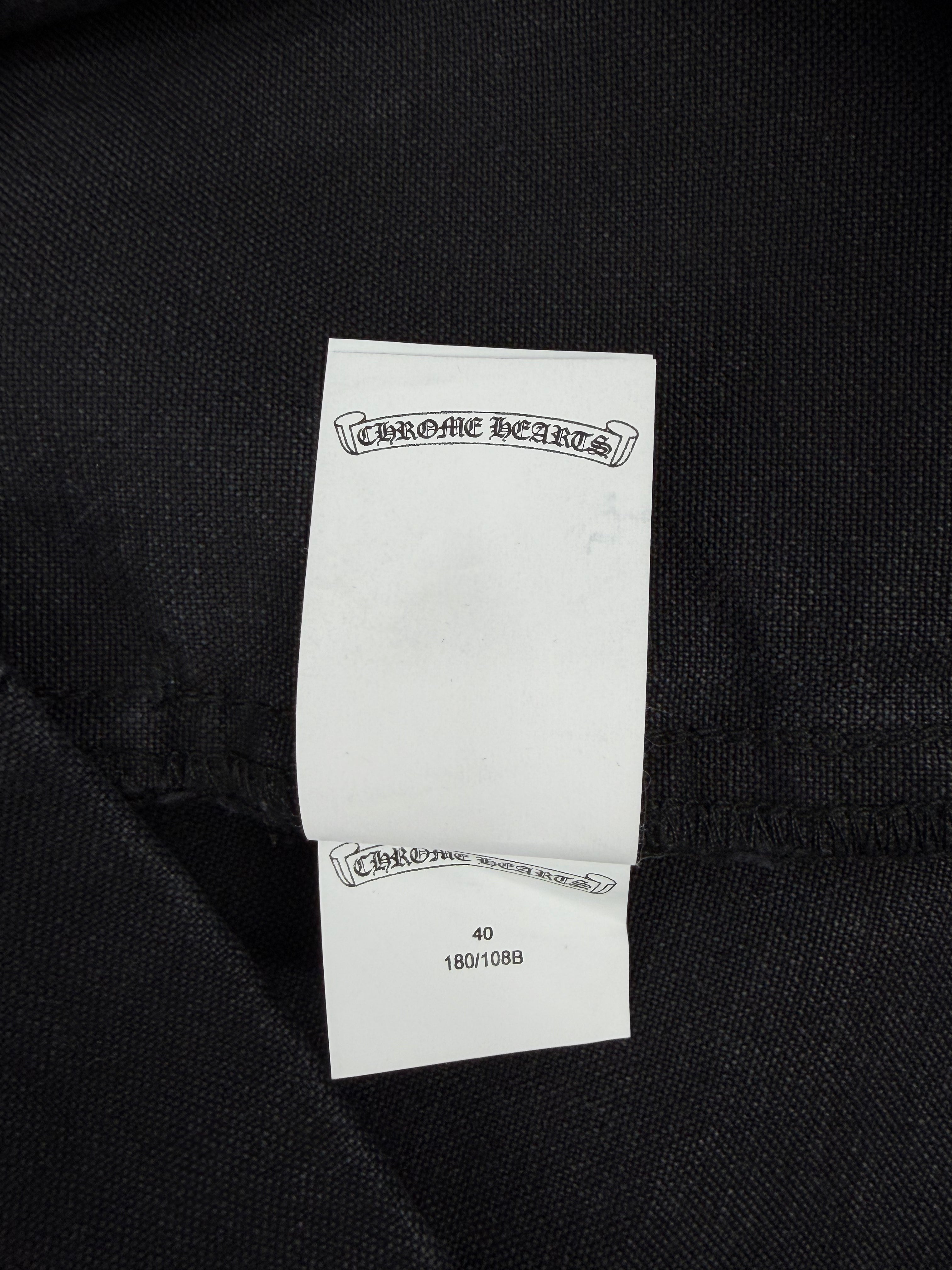 Black Leather Cross Patch Double Knee Carpenter Pants