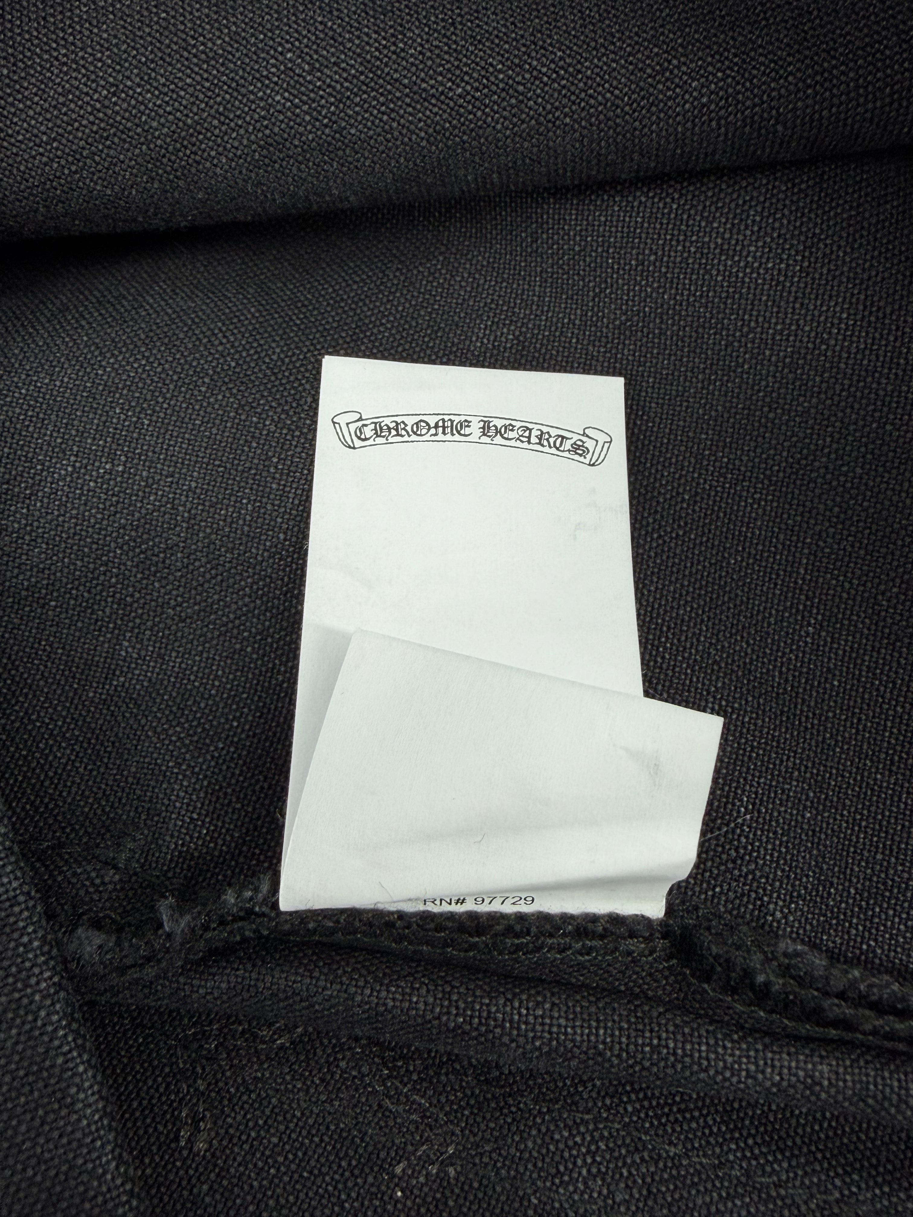Black Leather Cross Patch Double Knee Carpenter Pants