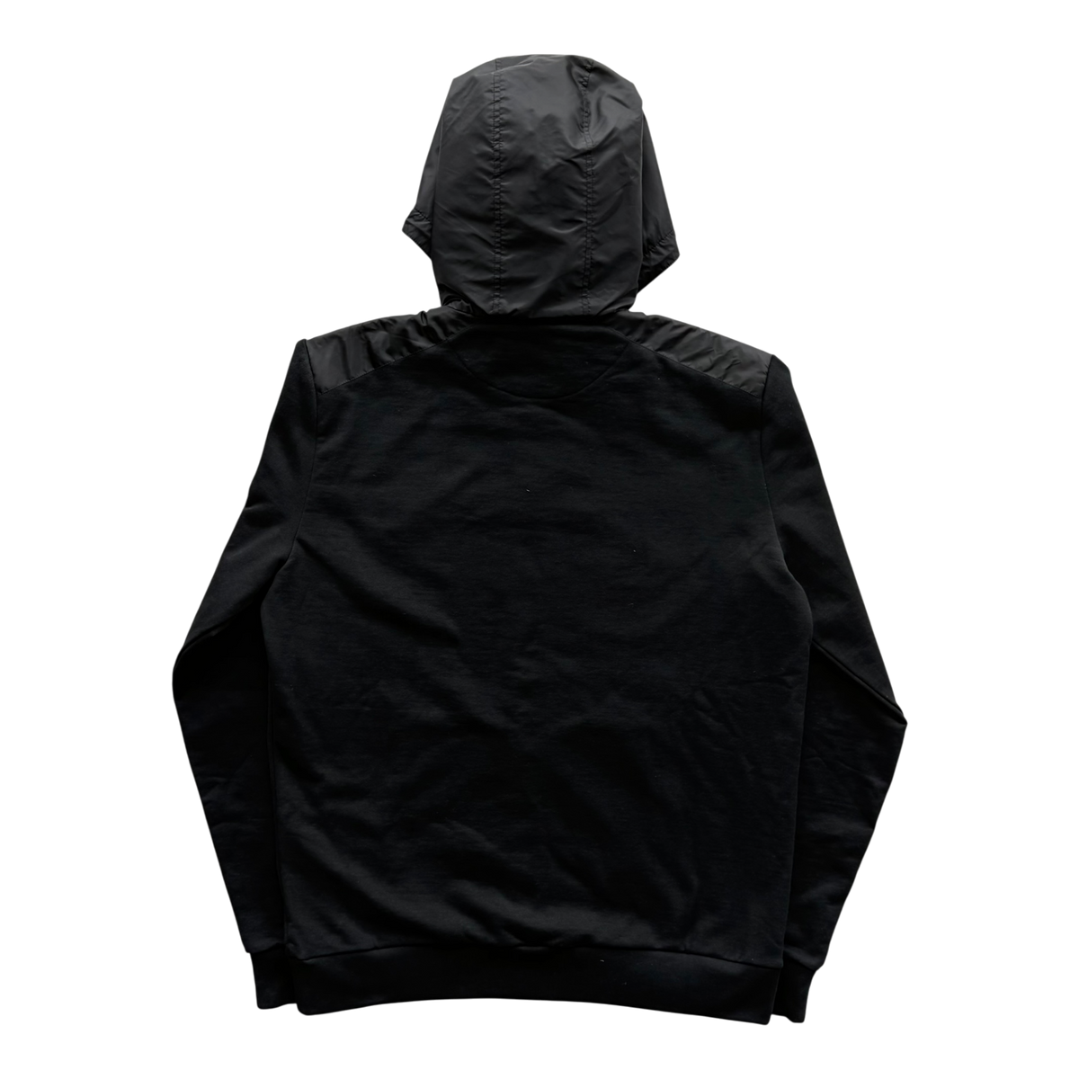 Nylon Cotton Zip Hoodie Black