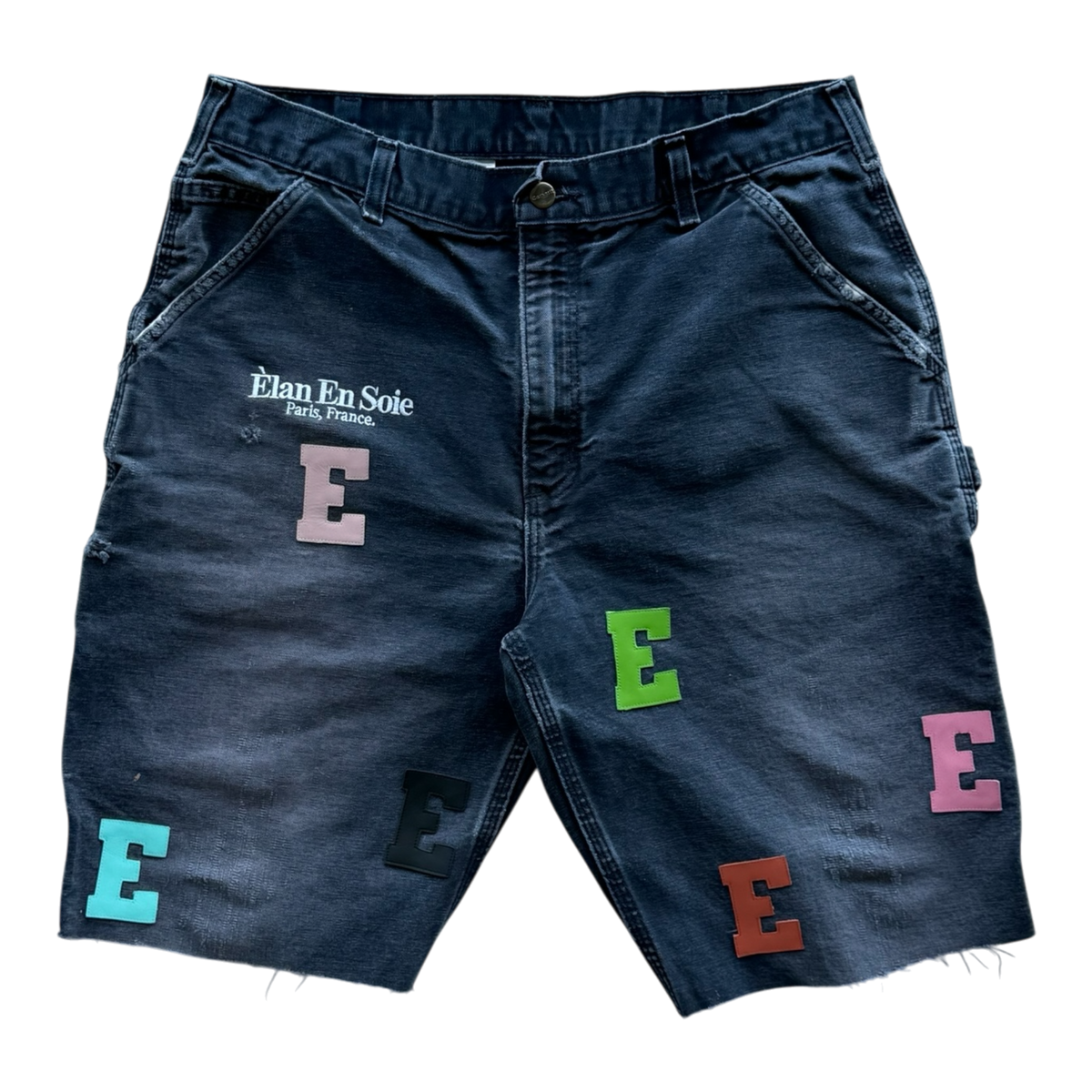 Multi Patch Black Carpenter Shorts