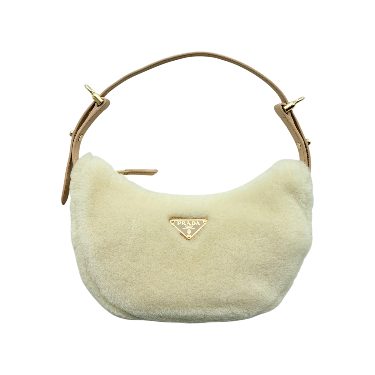 Enameled Metal Triangle Arque Small Fur Bag
